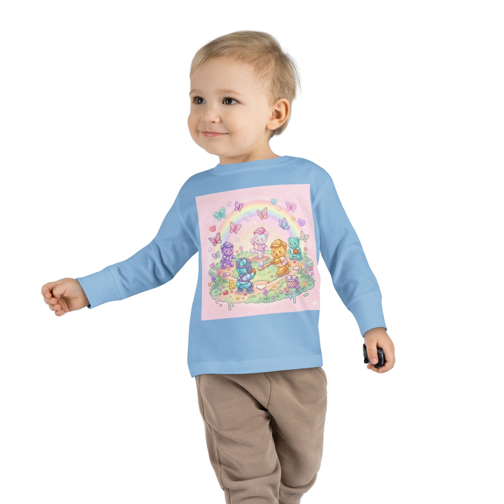 Playing Baseball With friends, Oozy Bear Outdoor Playtime- Graphic Long Sleeve Shirt