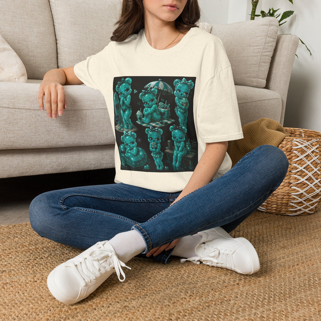 Kawaii Shy Teal Beach Babe Oozy Bear Gummy Pin Up- Adult Graphic Shirt (18+)