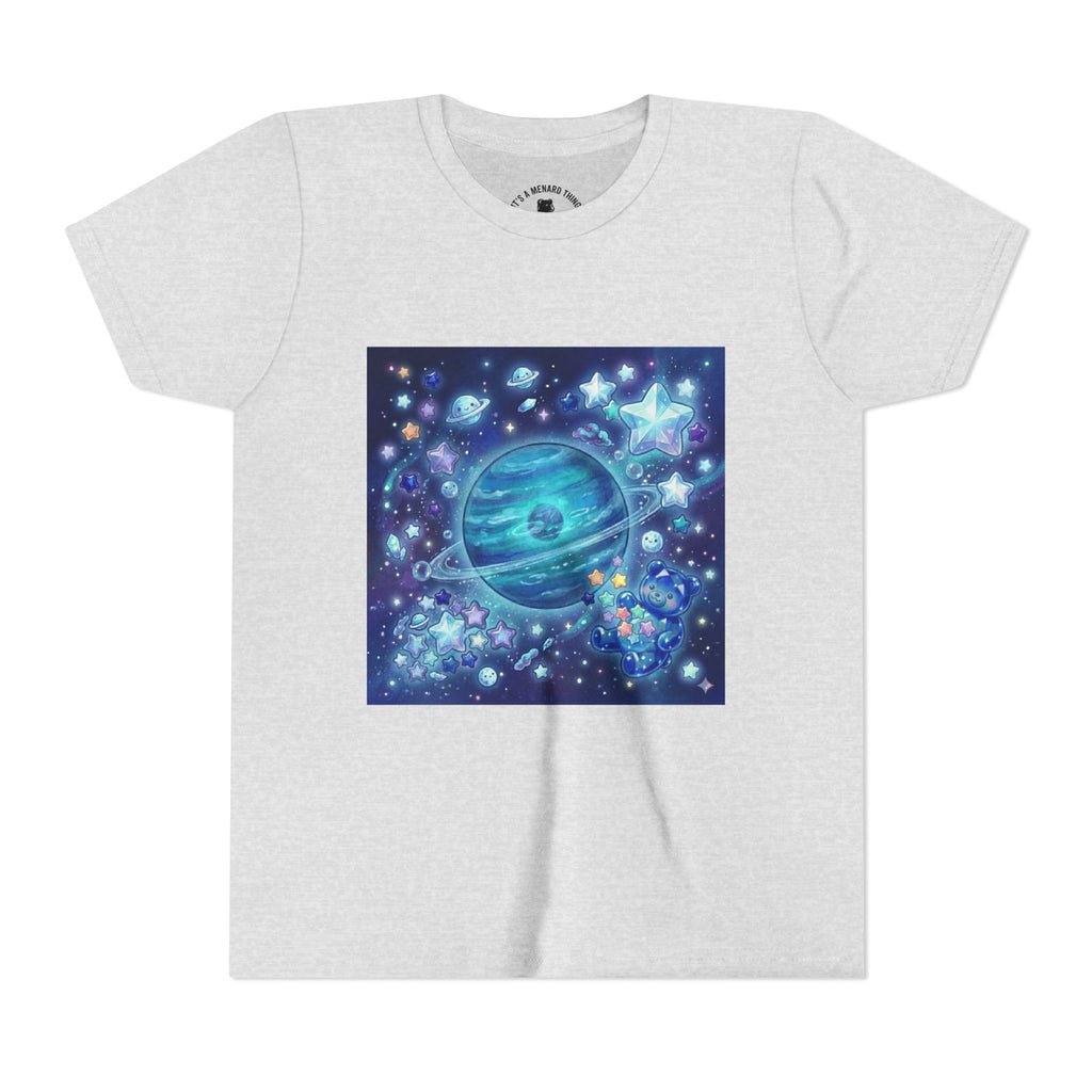 Floating On Neptune, Blue Gooey Crystal Gummy bear — Cute Blue Space Kids T-Shirt