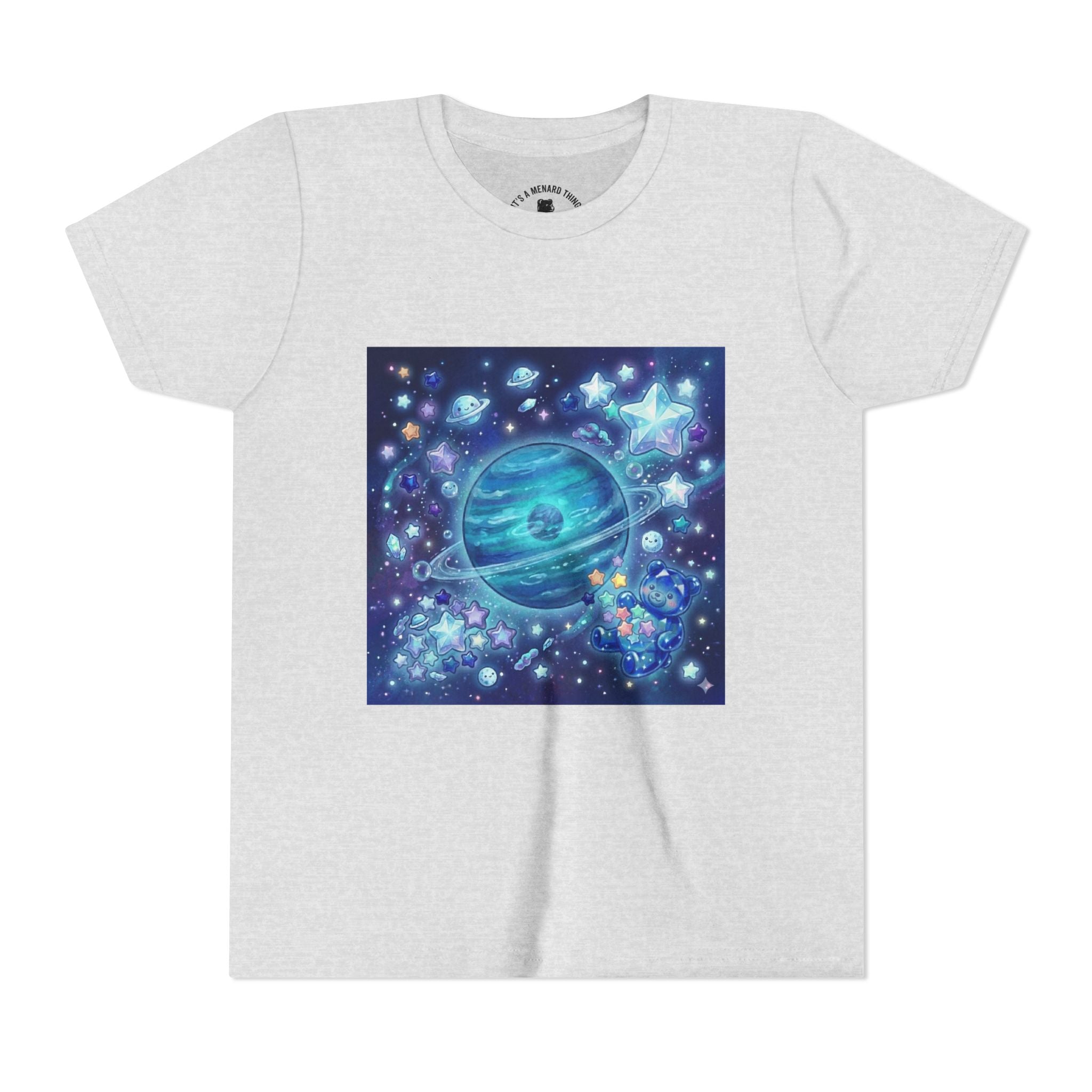 Floating On Neptune, Blue Gooey Crystal Gummy bear — Cute Blue Space Kids T-Shirt
