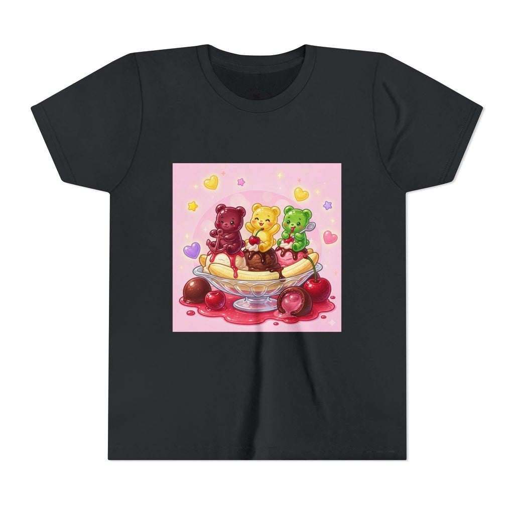 Gooey Gummy Bears on Banana Split Boat Graphic Youth T-Shirt
