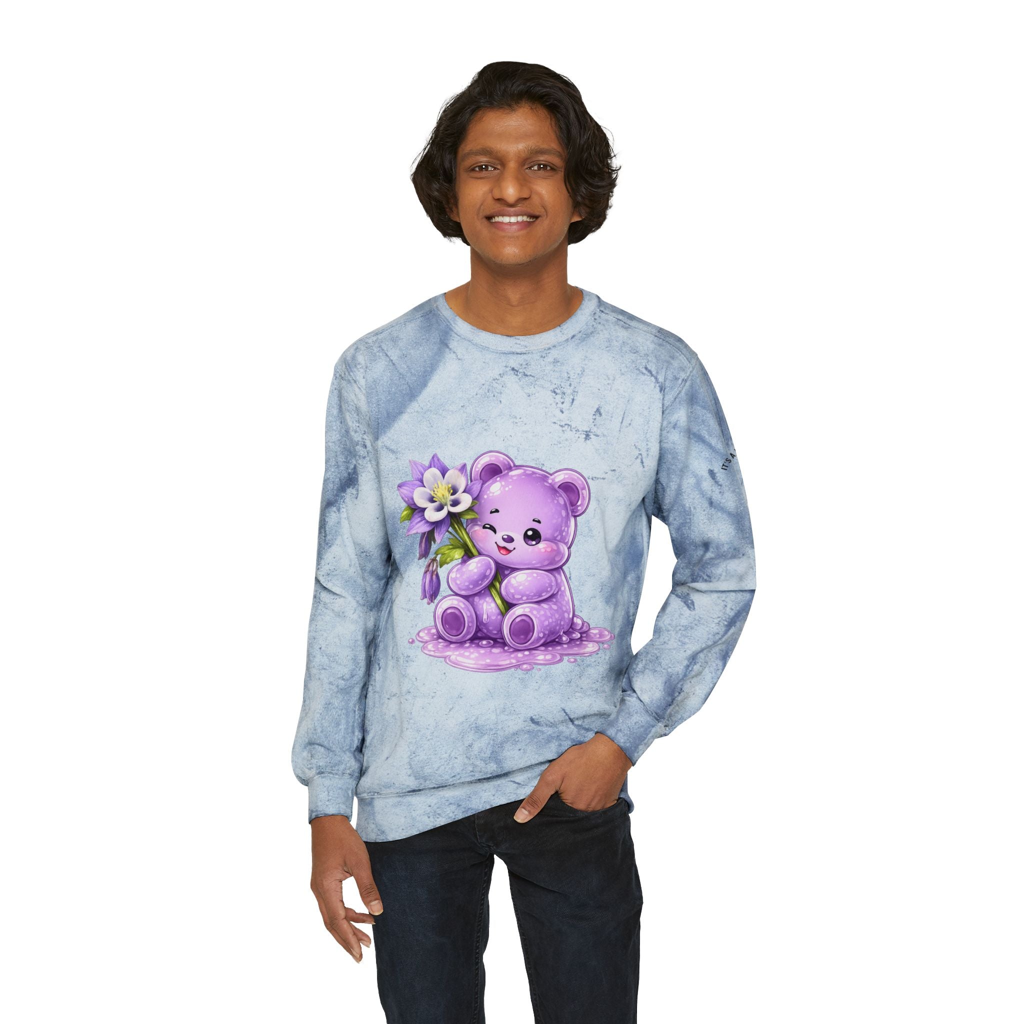 The Colorado Blue Columbine Flower, Purple Special Gooey Gummy-Tie-Dye Graphic Sweatshirt