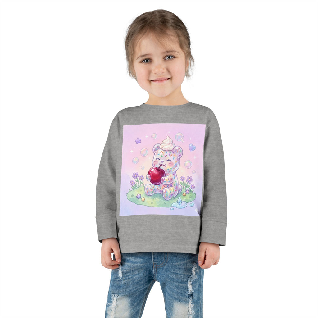 White Birthday Sprinkles with Cherry Snack, Oozy Bear Friend- Graphic Long Sleeve Shirt