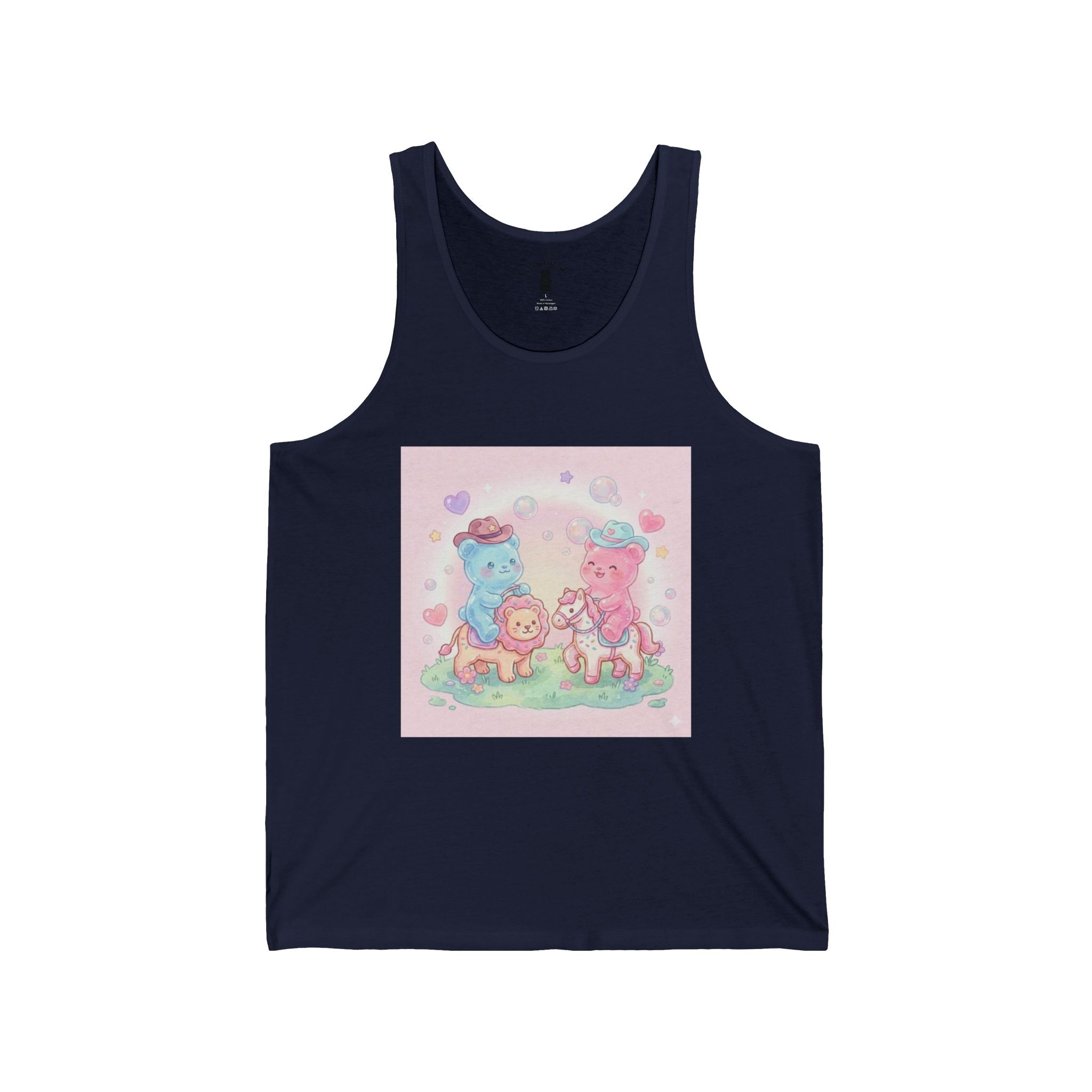 Rodeo Animal Cracker Cowboys, Gooey Gummy Bear Friends — Kawaii Graphic Tank Top