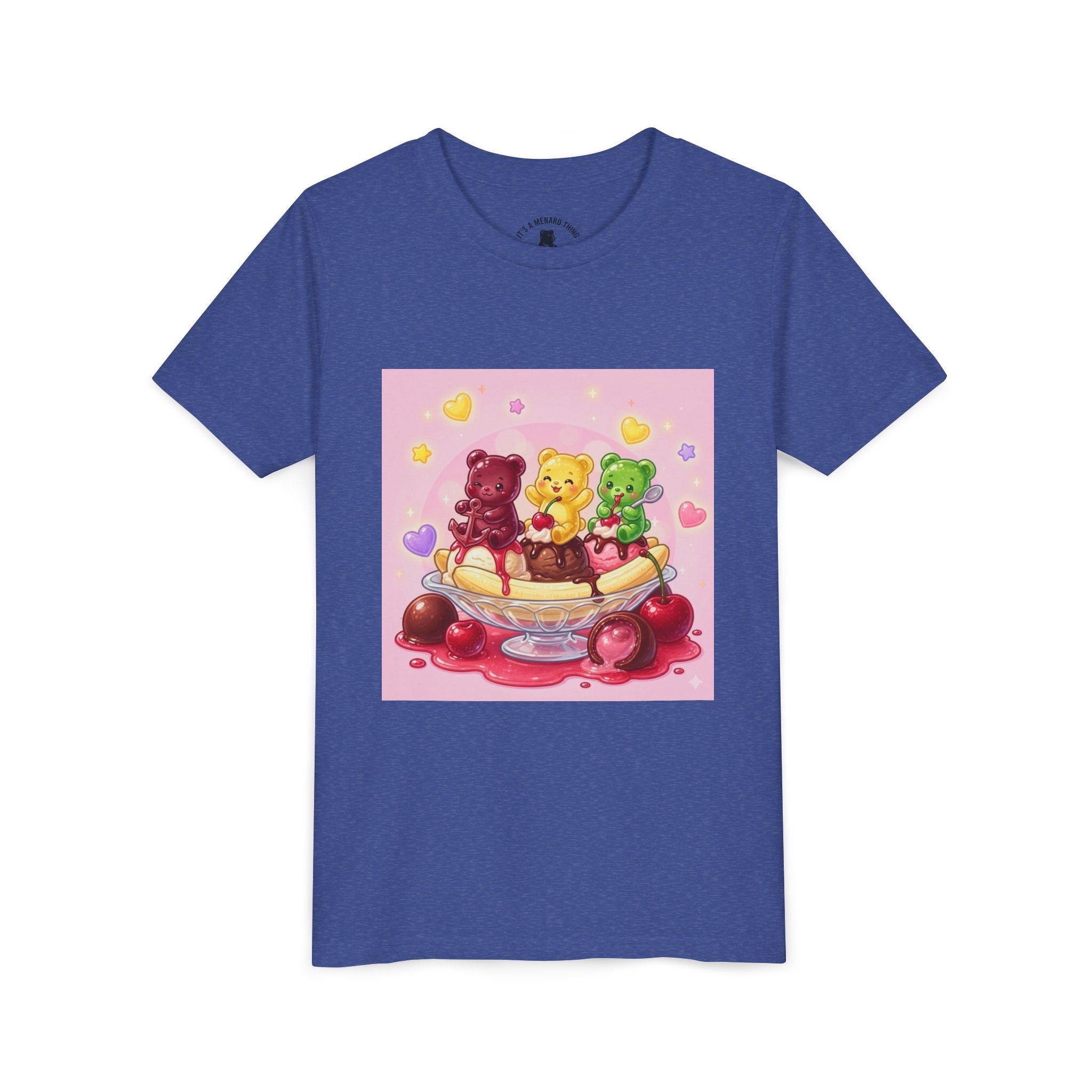 Gooey Gummy Bears on Banana Split Boat Graphic Youth T-Shirt