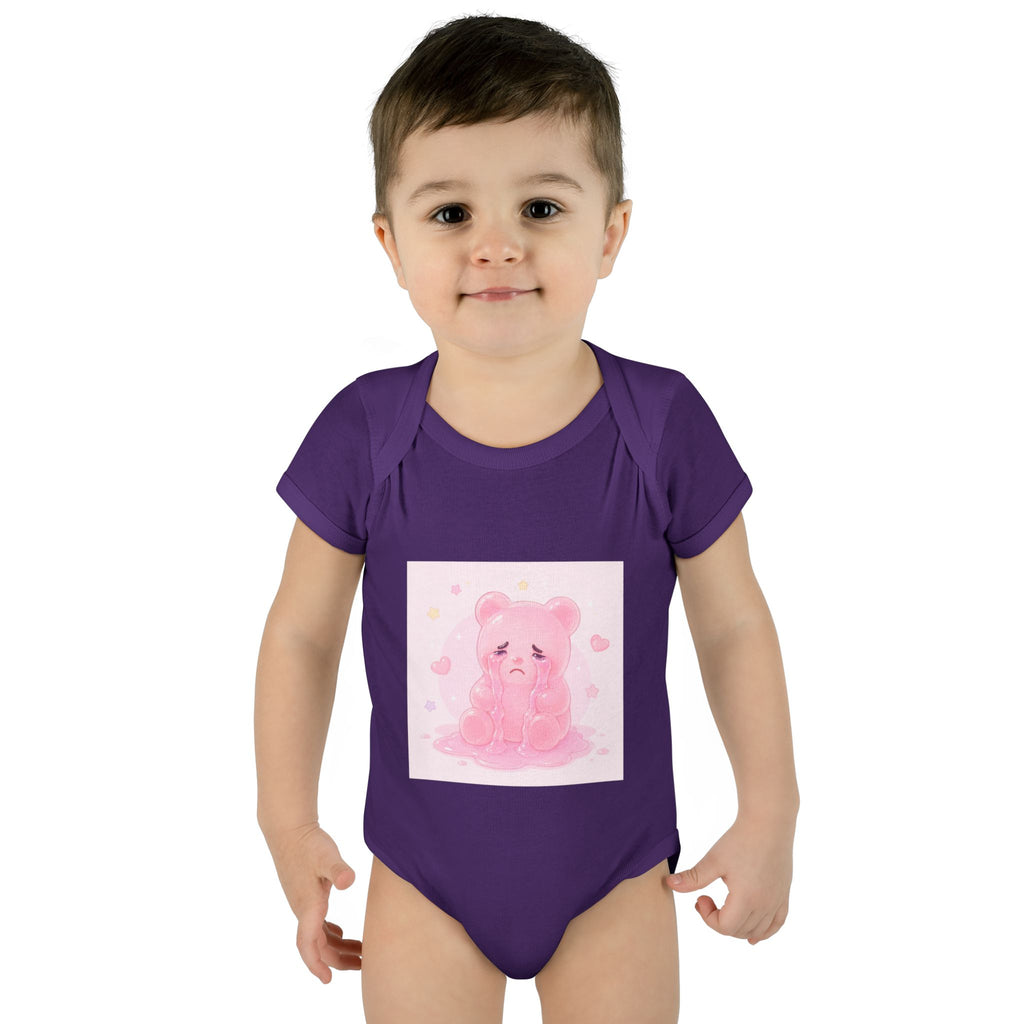 Pink Crying Gooey Gummy Bear Infant Bodysuit — Cute Pastel Baby Onesie