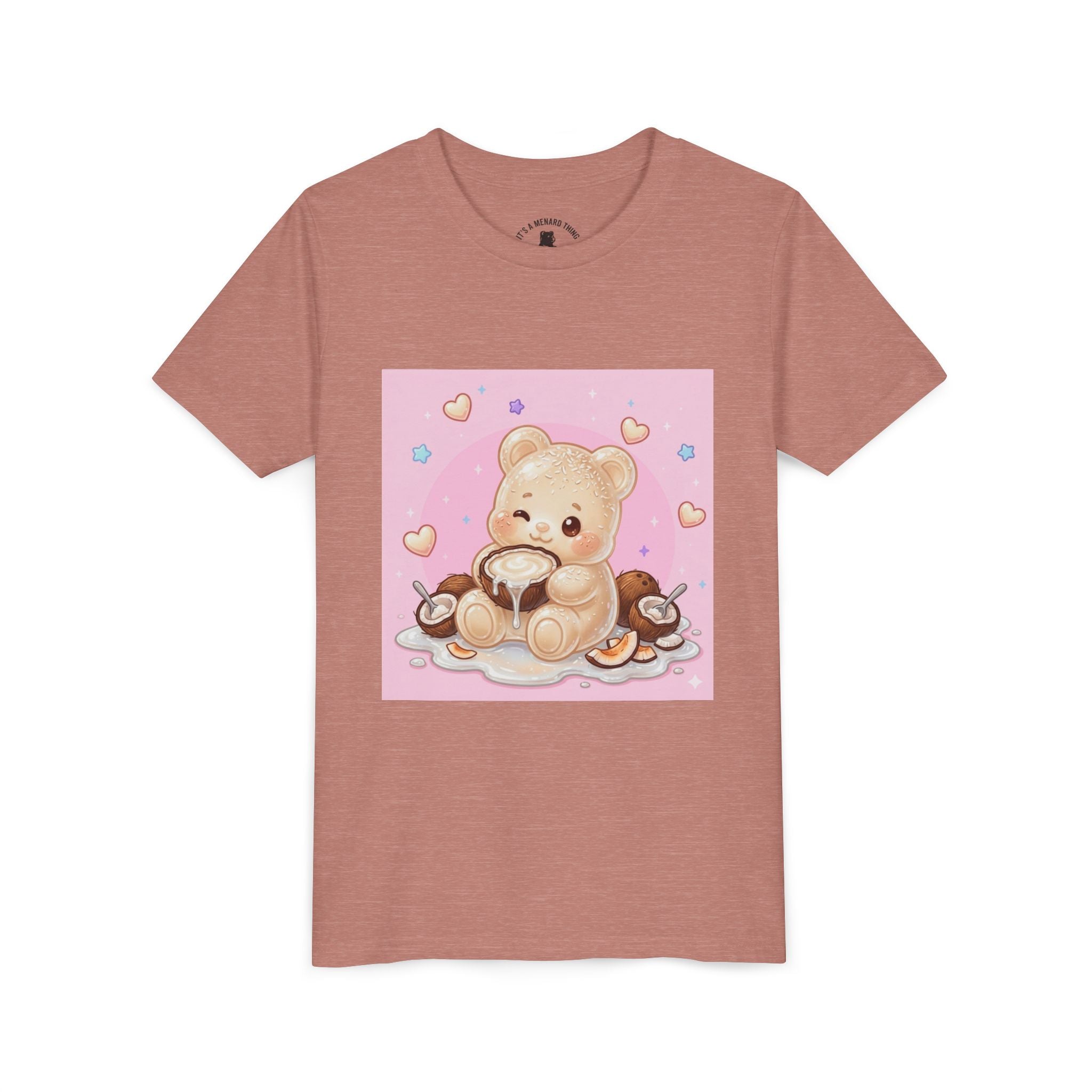Gooey Gummy Coconut Milk Bear Kids T-Shirt (Pink Hearts)