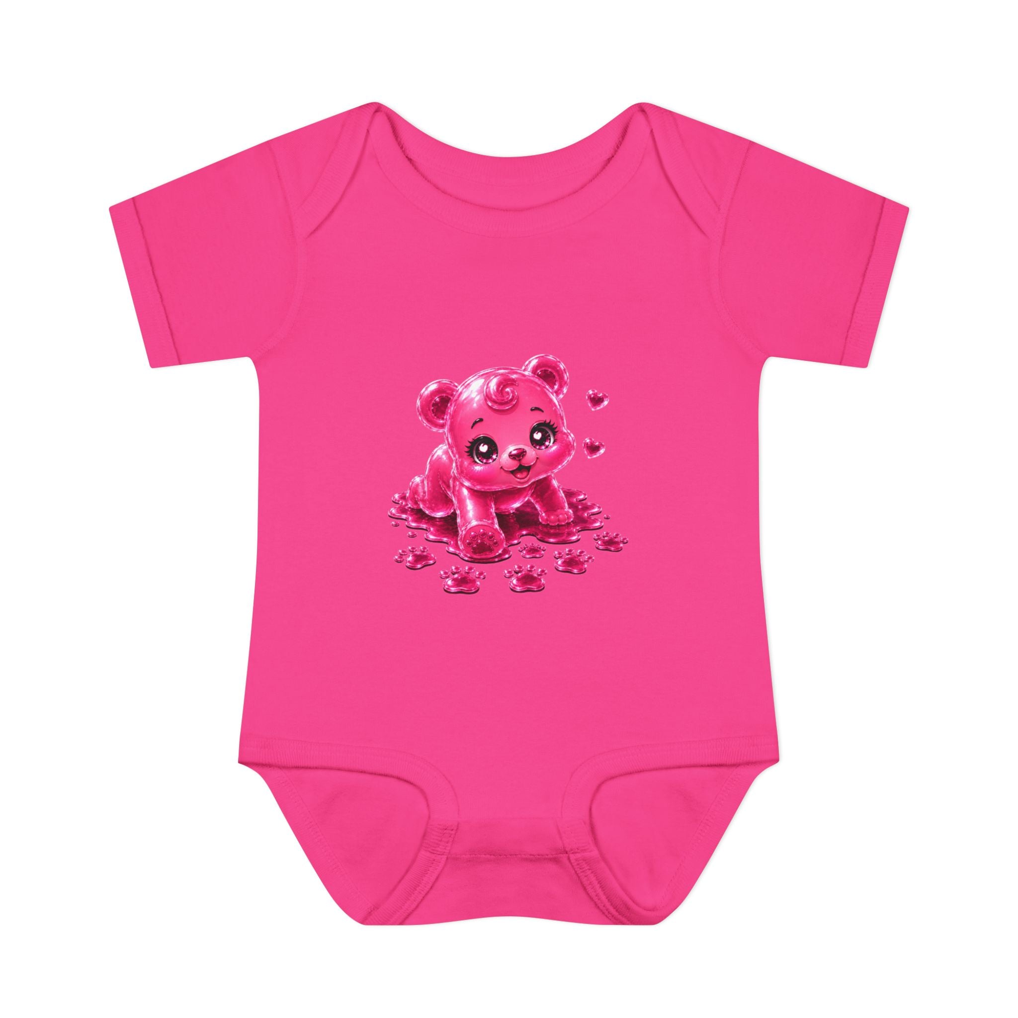 Messy Play Time, Crawling Steps Pink Oozy Baby Gummy Bear Cutie Addition- Graphic Onesie