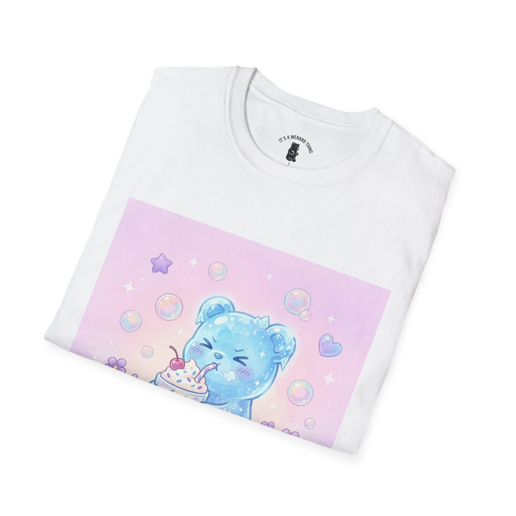 Cute Blue Iced Milkshake, Gooey Gummy Bear — Pastel Kawaii Graphic Tee