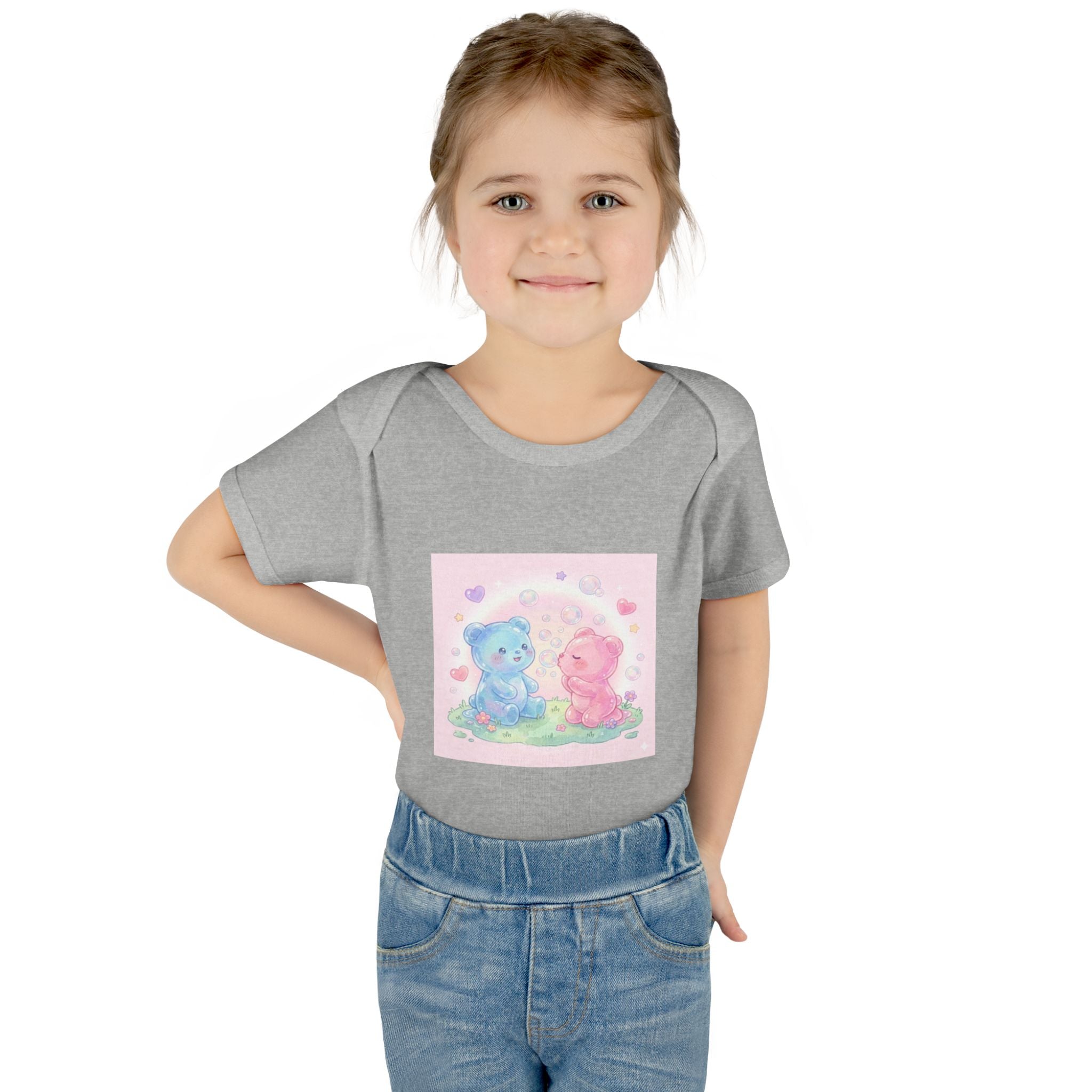 Baby Bodysuit — Pastel Blue & Pink Gooey Gummy Bears Cute Newborn Onesie