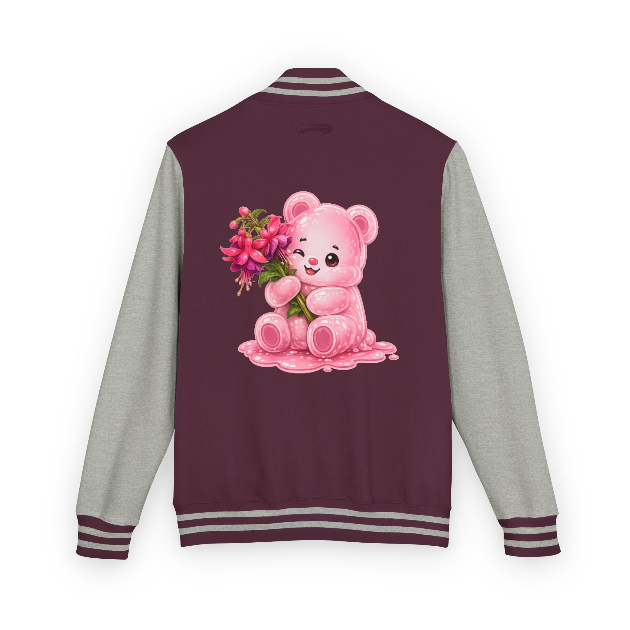 Special Pink Flowers, Pale Oozy Bear Gummy Friend- Lettermen Graphic Jacket