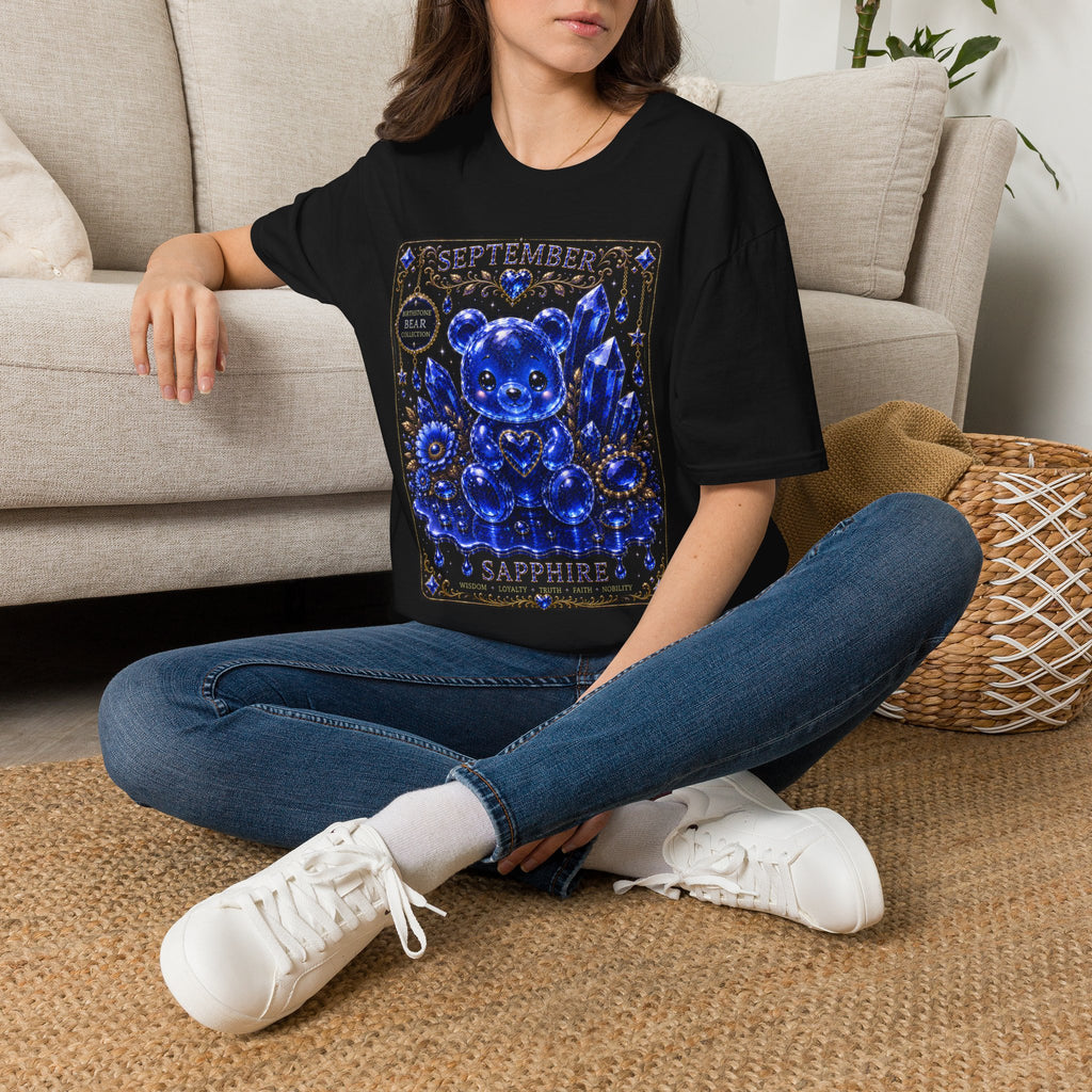 September Sapphire Crystal Oozy Bear Birthstone Addition- Graphic Shirt