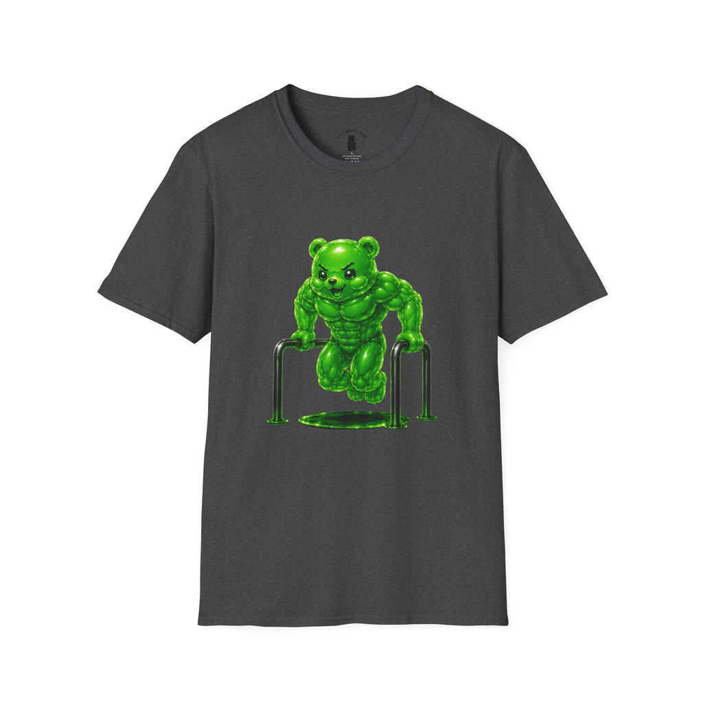 Bar Lifting Workout, Emerald green Oozy Buff Bear Gym Special- Adult Graphic Shirt (18+)