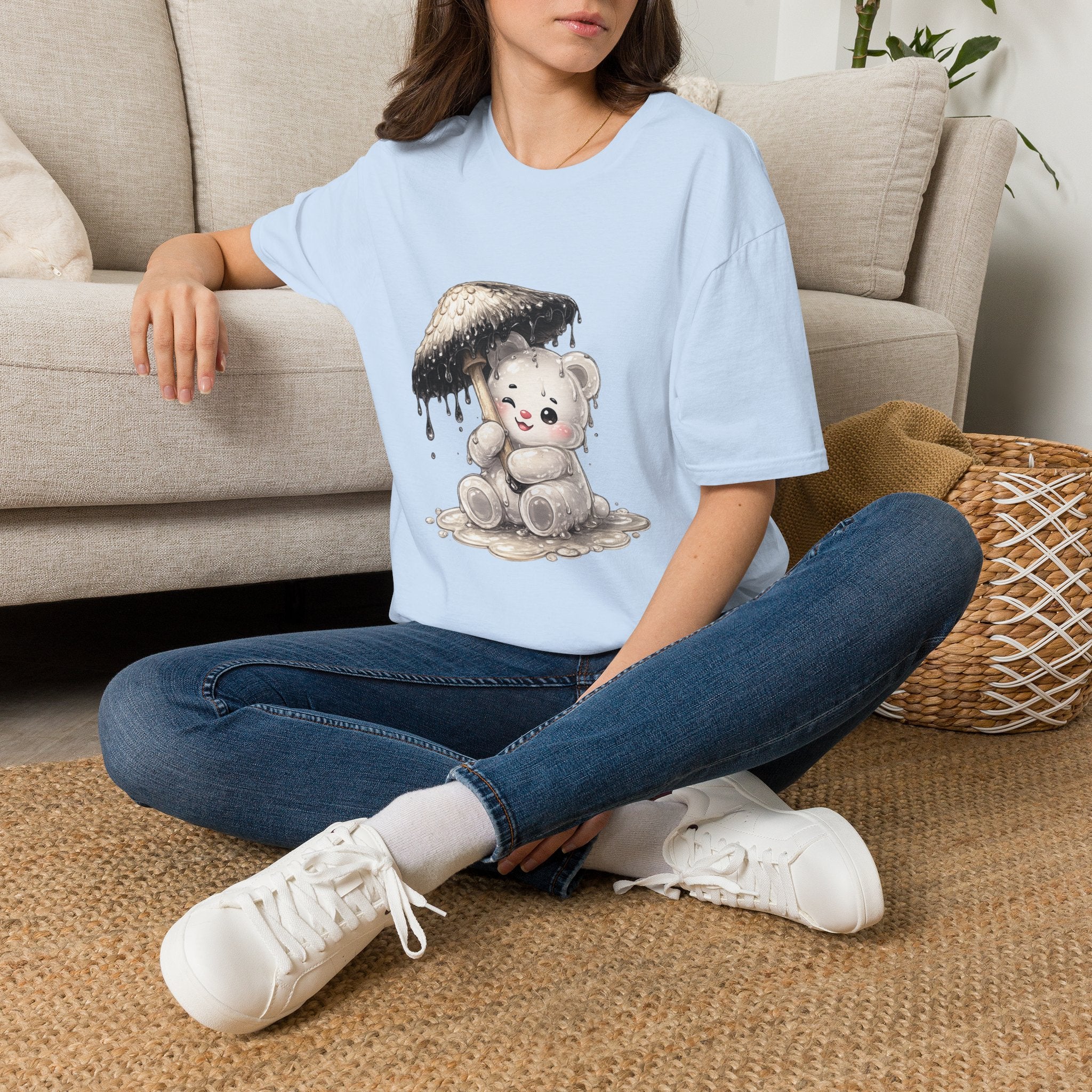 Ink Cap Mushroom Umbrella Special White Oozy Bears Friend- Graphic Shirt