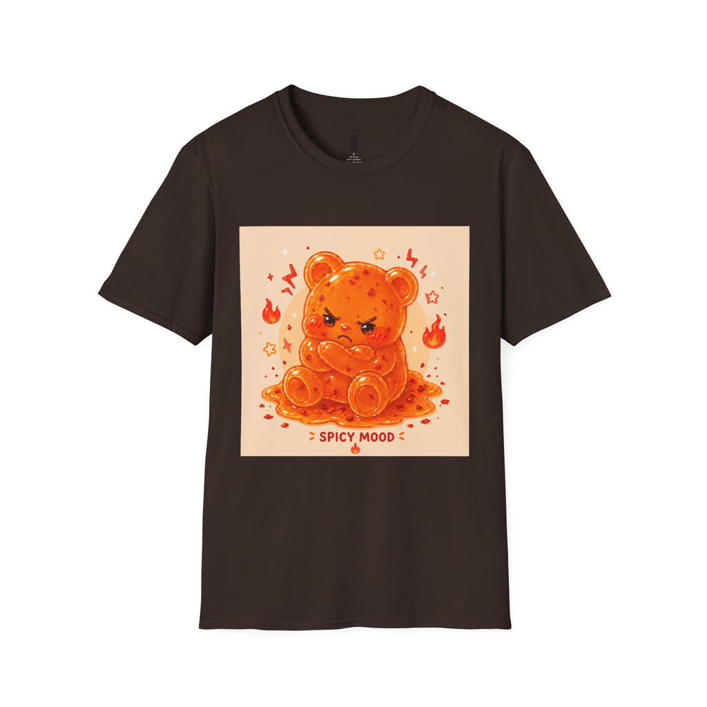 'Spicy Mood' Gooey Gummy Bear T-Shirt —Fiery Kawaii Graphic Tee
