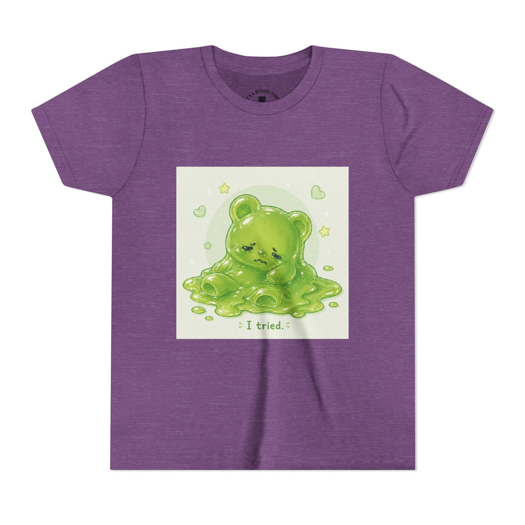 Melting Green Gooey Gummy Bear "I tried." Graphic T-Shirt
