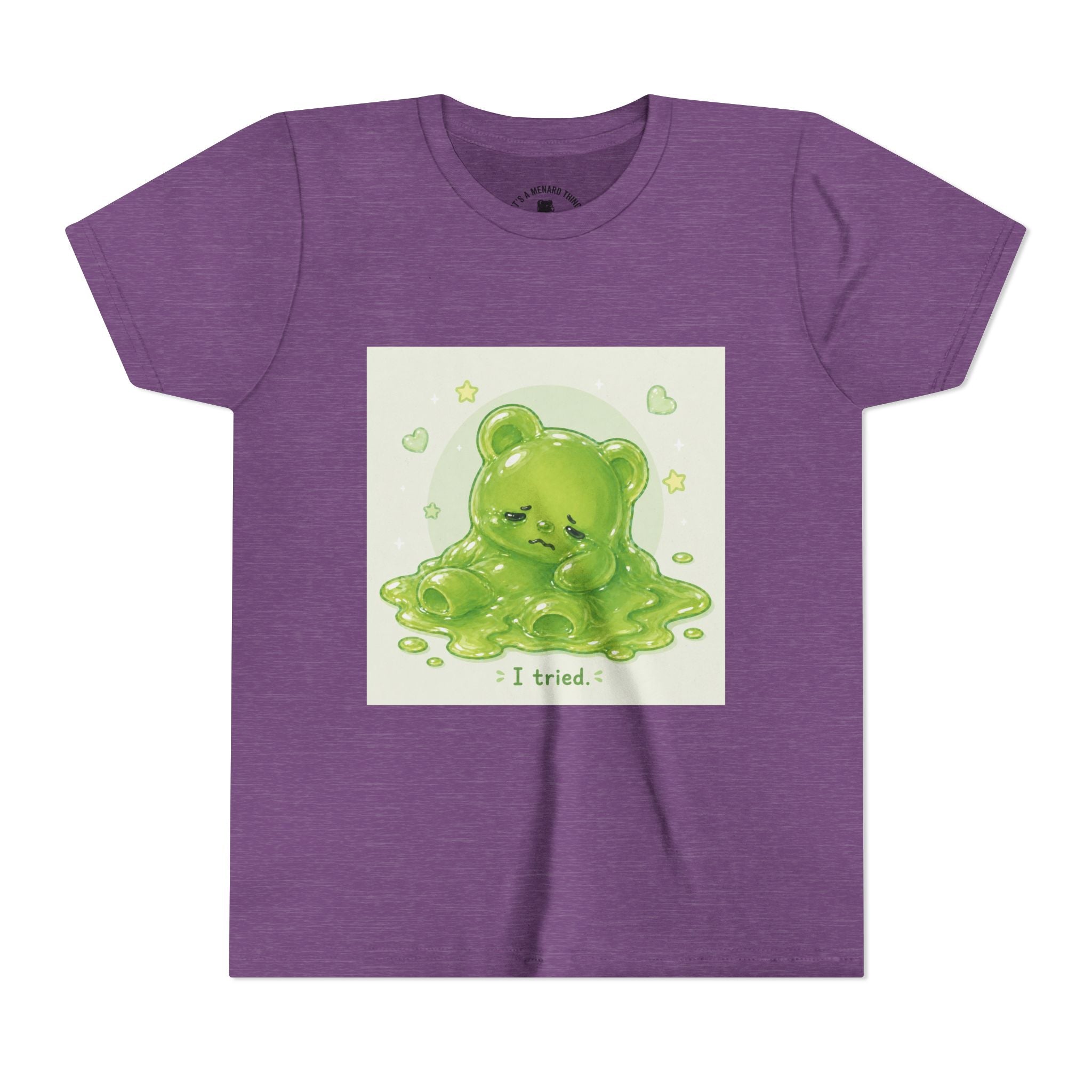 Melting Green Gooey Gummy Bear "I tried." Graphic T-Shirt