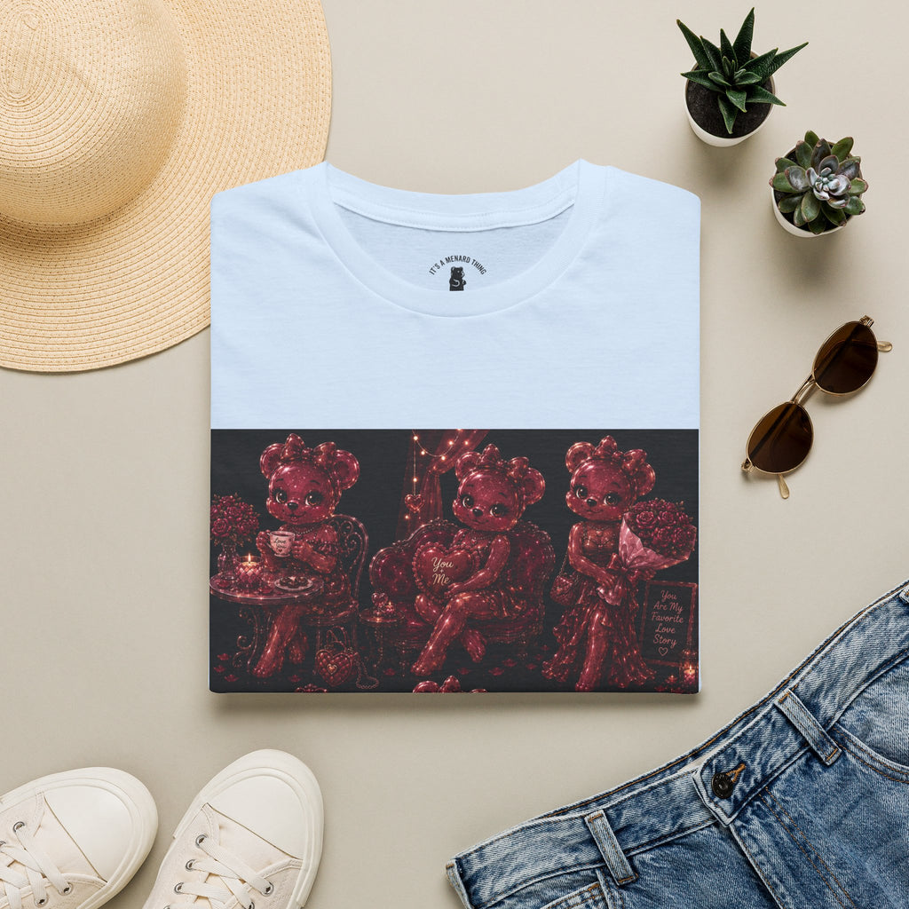 Glitter Wine Red Oozy Gala Bear Pin Up- Adult Graphic Shirt (18+)