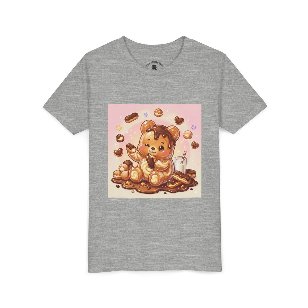 Cute Chocolate Eclair & Milk Gooey Gummy Bear Youth T-Shirt