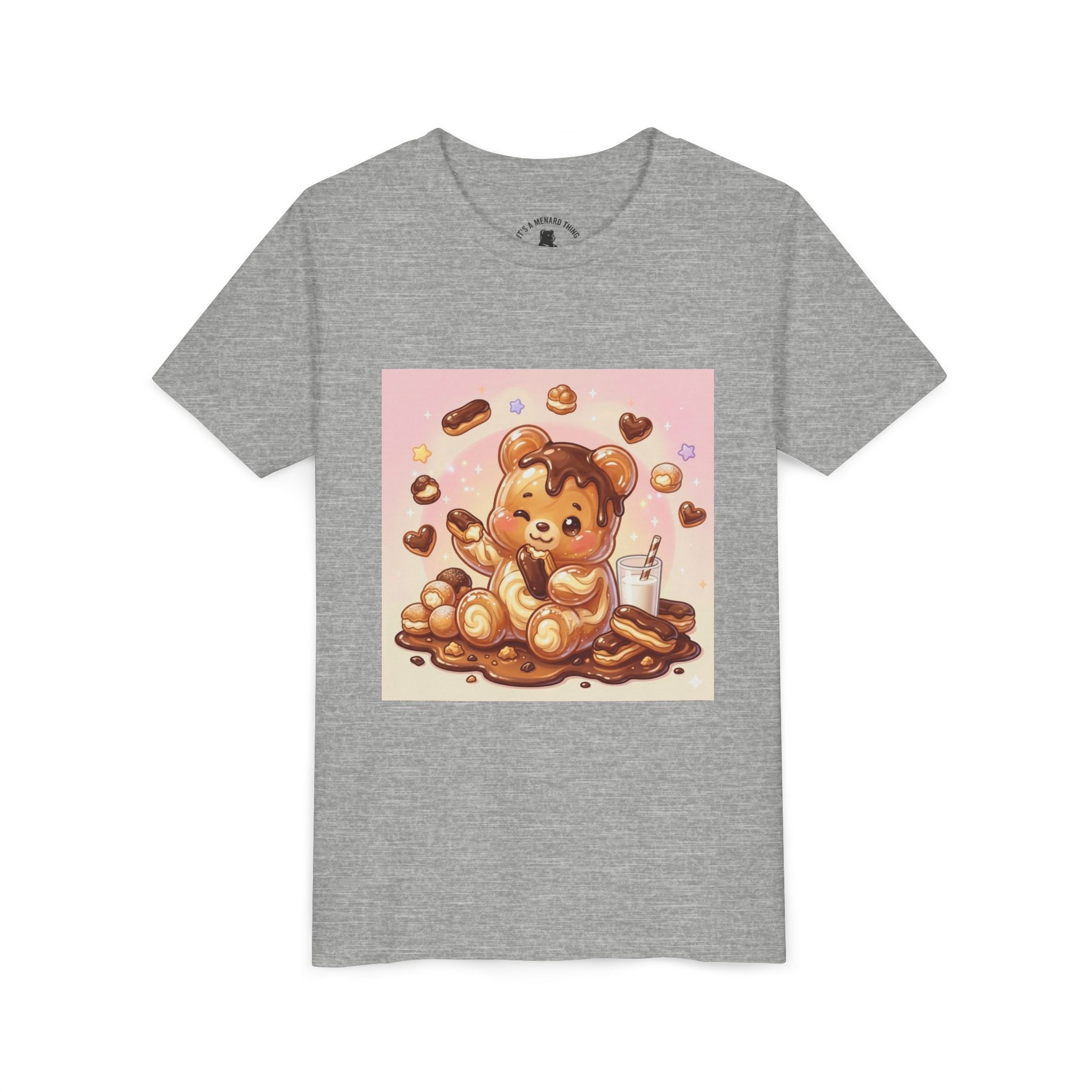 Cute Chocolate Eclair & Milk Gooey Gummy Bear Youth T-Shirt