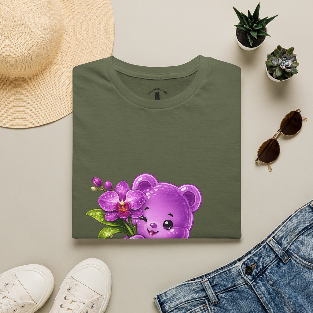 Beautiful Orchid, Purple Oozy Bear Floral Special Gummy Friend- Graphic Shirt