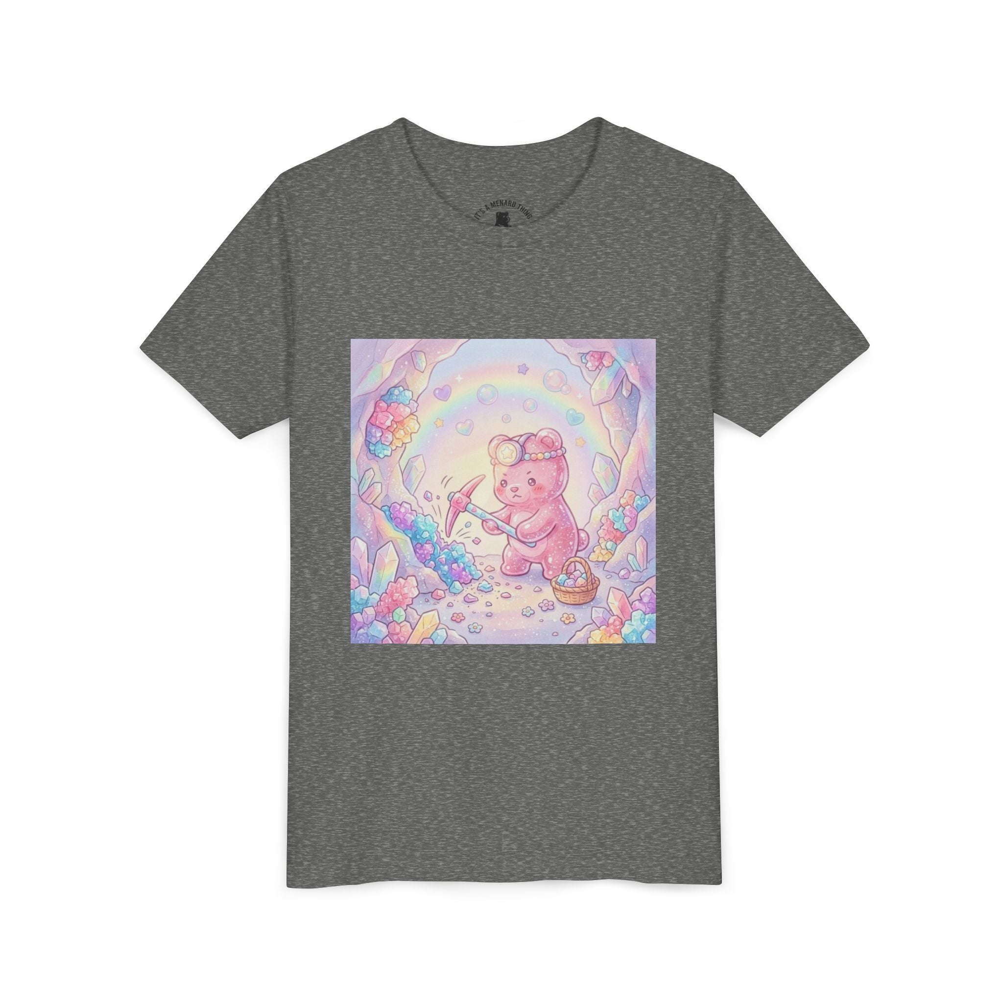 Digging for Crystal Candy Pink Gooey Gummy Bear Illustration