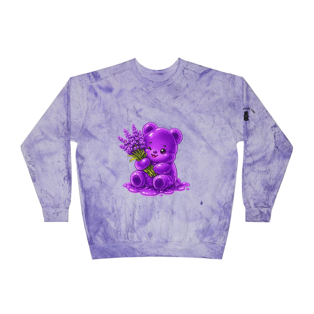 Lavender Stalk, Purple Oozy Bear Gummy Special- Graphic Tie-Dye Sweatshirt