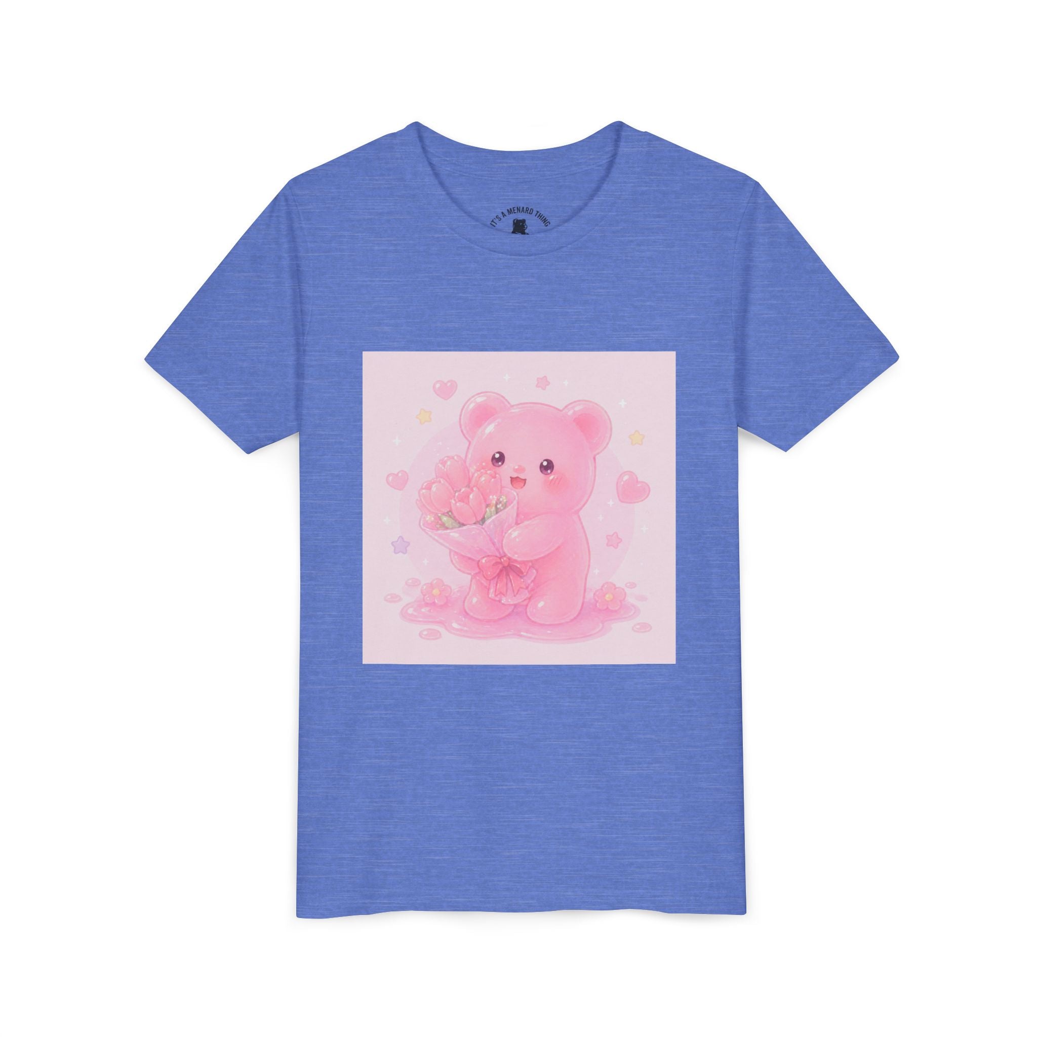 Pink Gooey Gummy Bear Youth Tee – Valentine Gummy Bouquet Kids Shirt