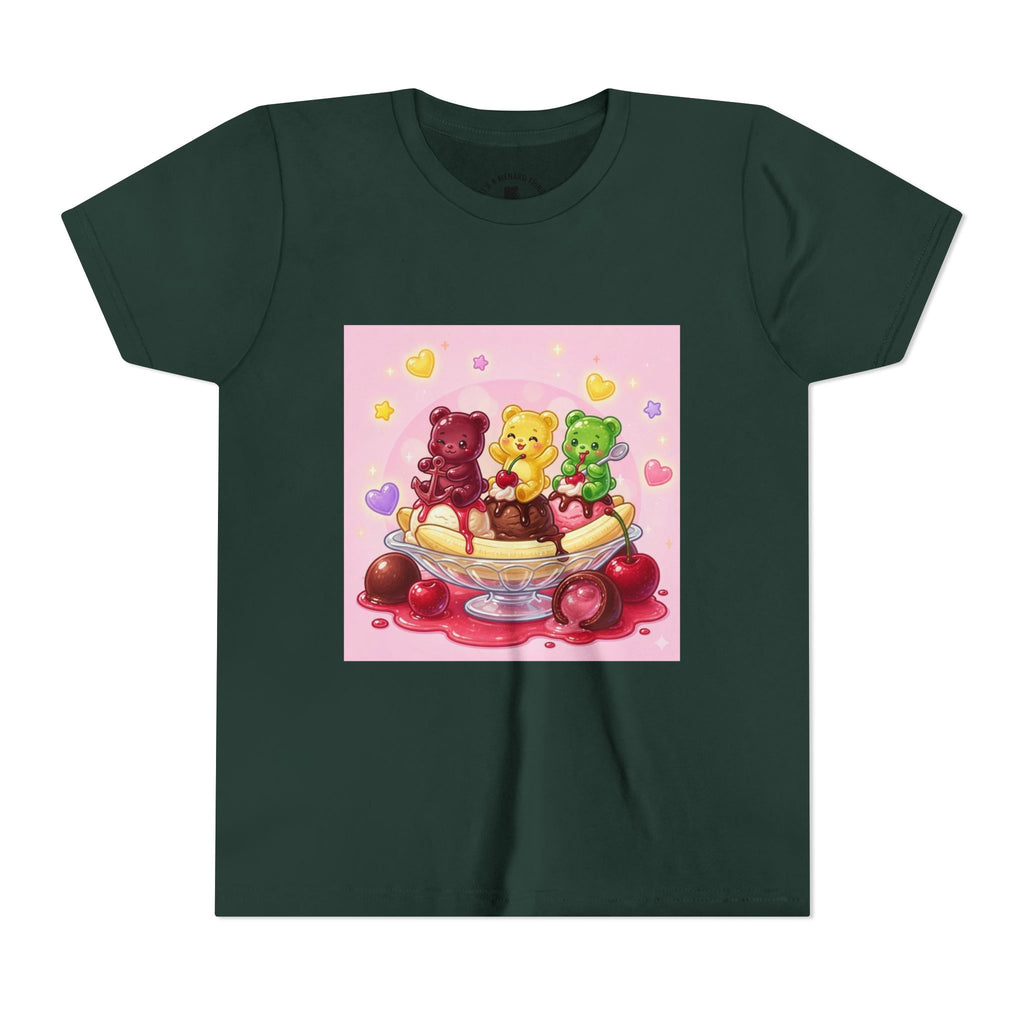 Gooey Gummy Bears on Banana Split Boat Graphic Youth T-Shirt