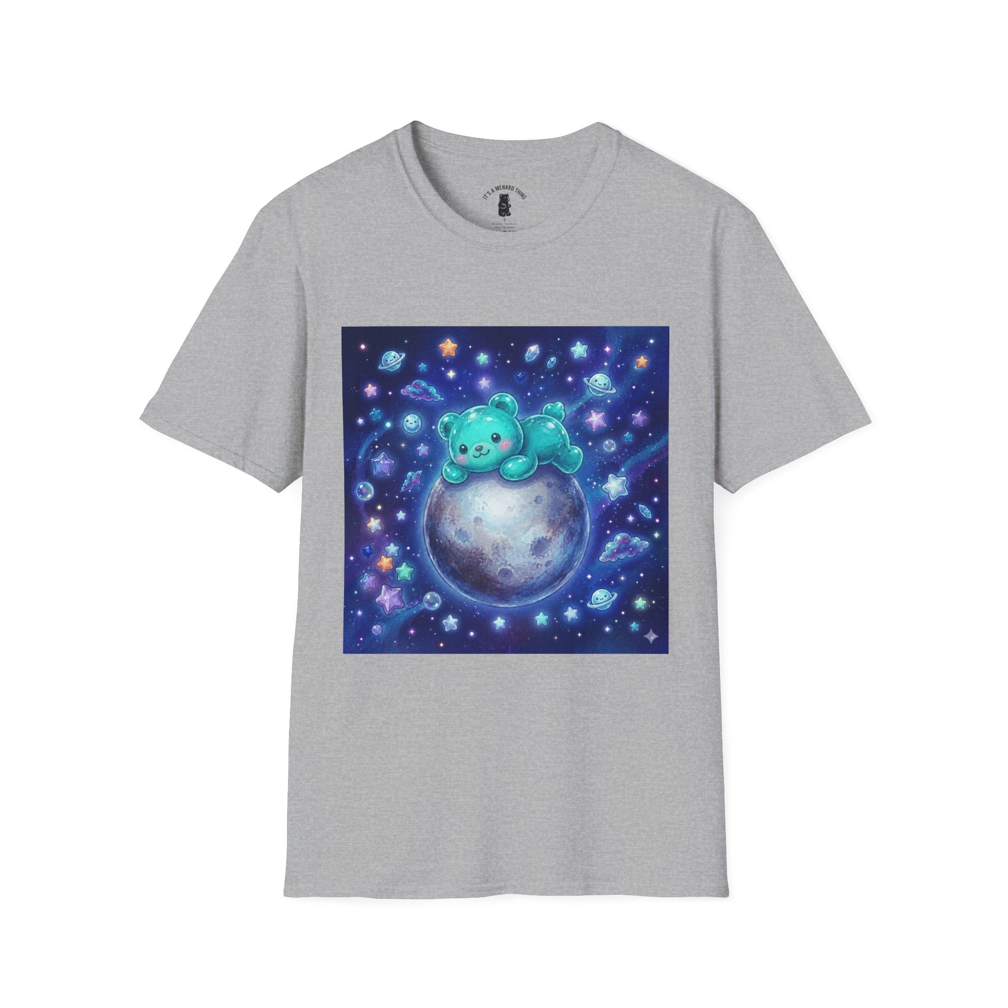 Lets Nap with Pluto, Teal Crystal Blue Gooey Gummy Bear- Kawaii Graphic T-Shirt