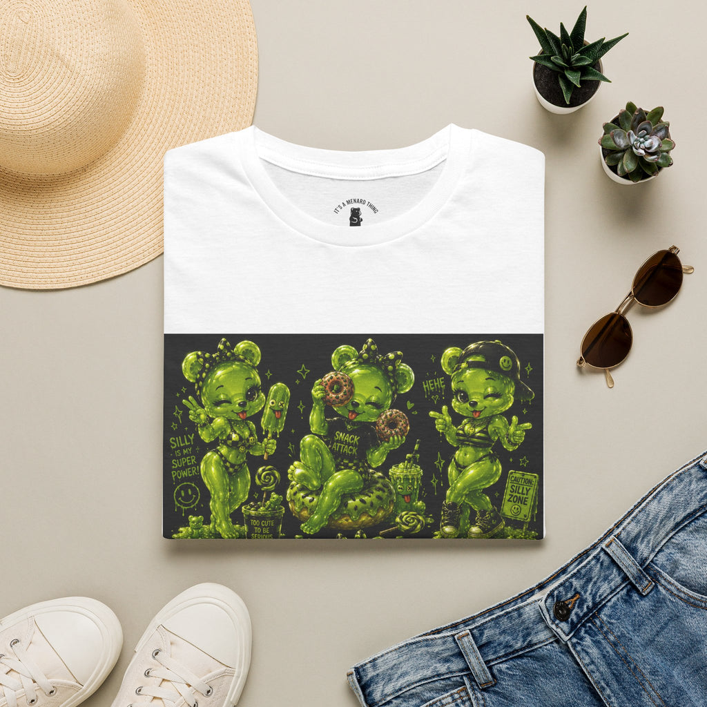 Lime Green Retro Oozy Bear Babe, Beach Pin Up- Adult Graphic Shirt (18+)