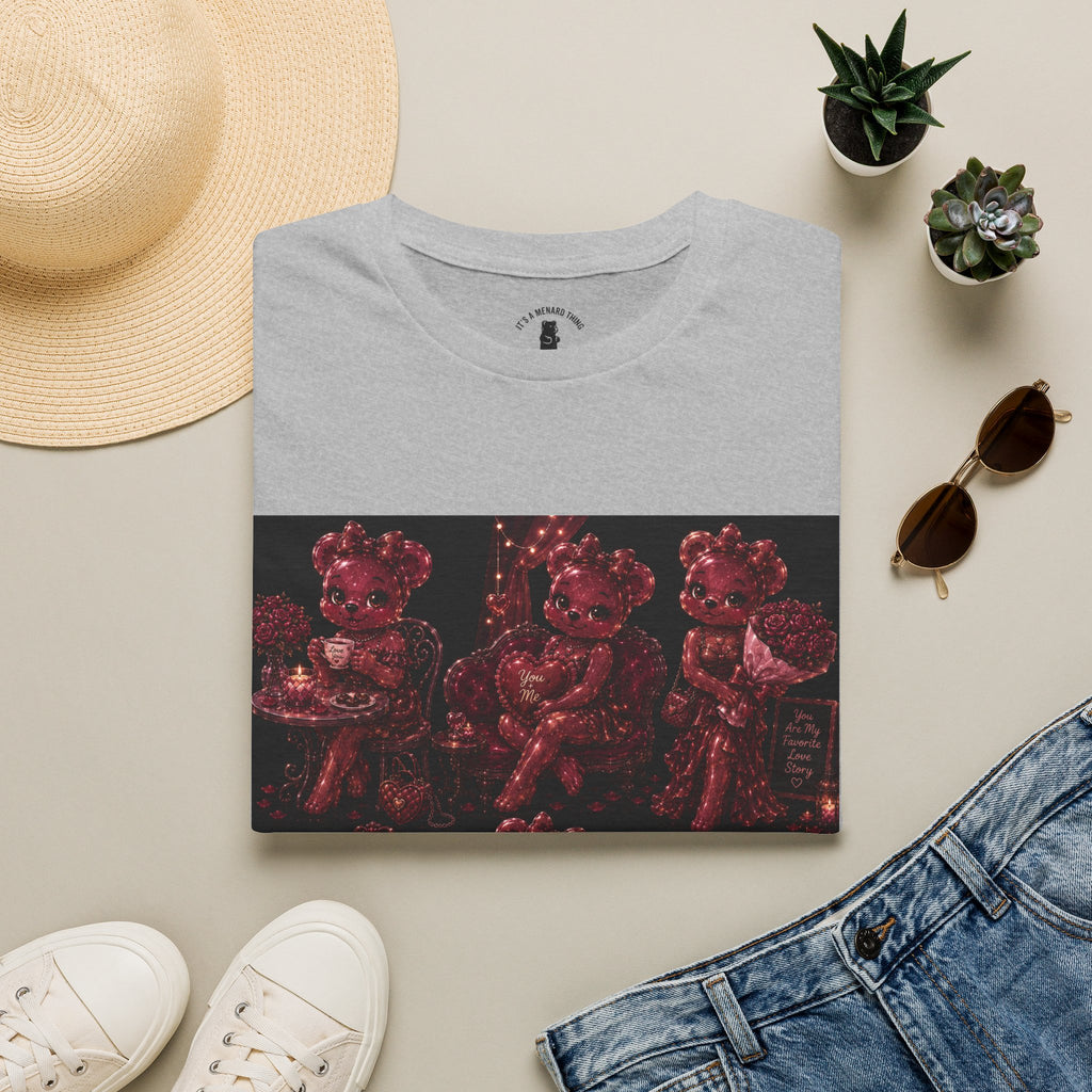 Glitter Wine Red Oozy Gala Bear Pin Up- Adult Graphic Shirt (18+)