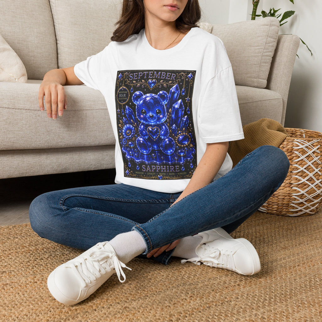 September Sapphire Crystal Oozy Bear Birthstone Addition- Graphic Shirt