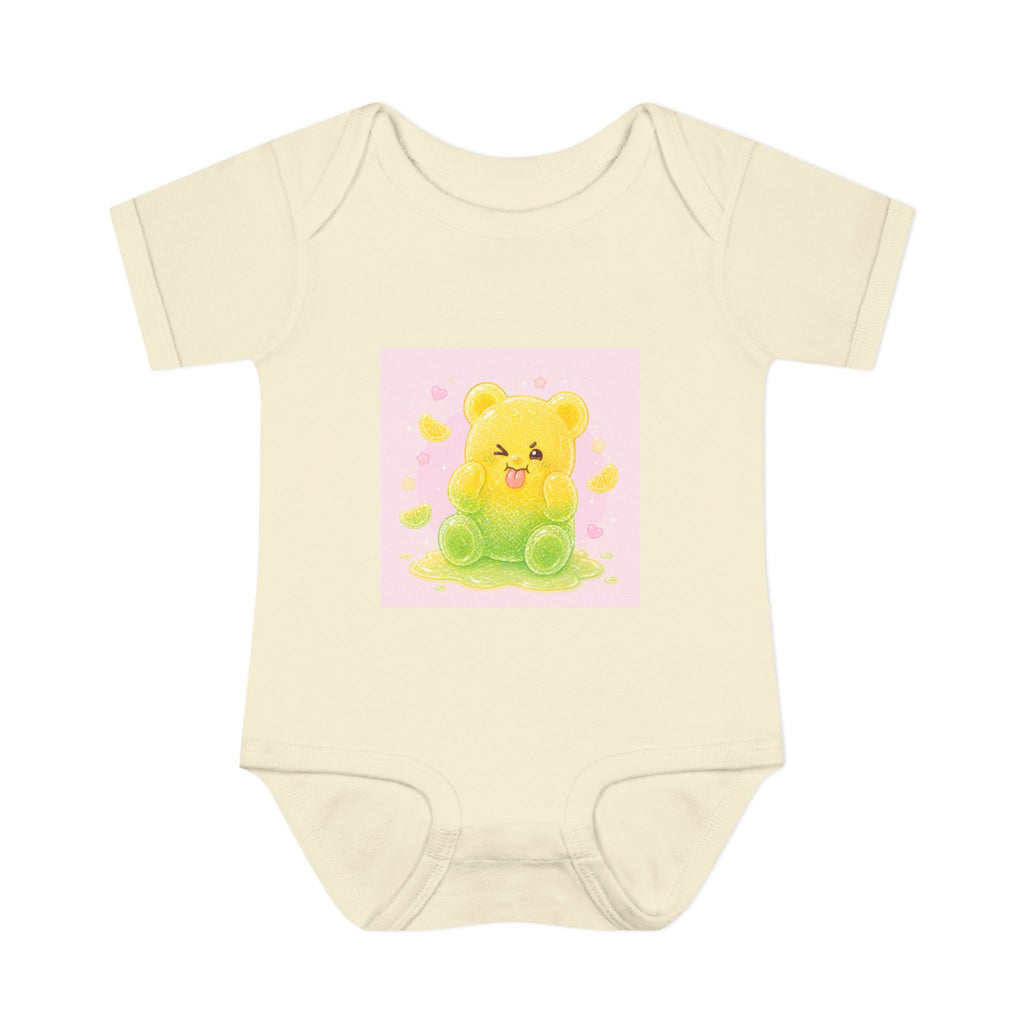 Sour Silly Gummy Gooey Lemon-Lime Bear Illustration Infant Onesie