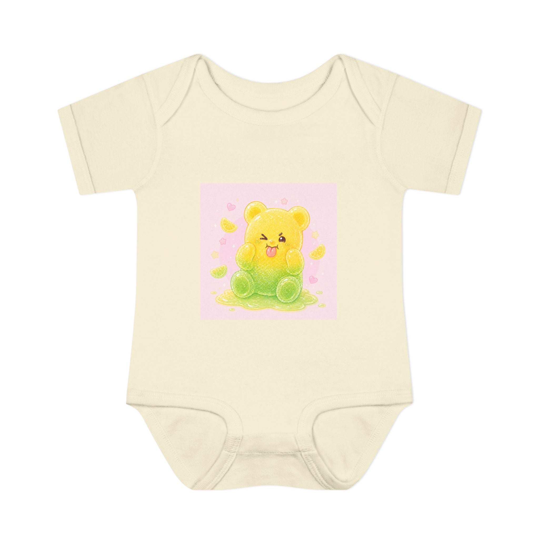 Sour Silly Gummy Gooey Lemon-Lime Bear Illustration Infant Onesie