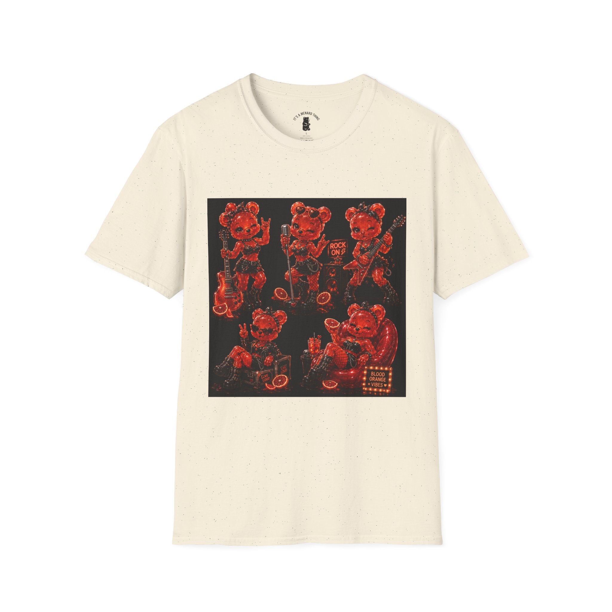 Rocking Blood Orange Grunge Oozy Bear Rocker Babe, Pin Up- Adult Graphic Shirt (18+)