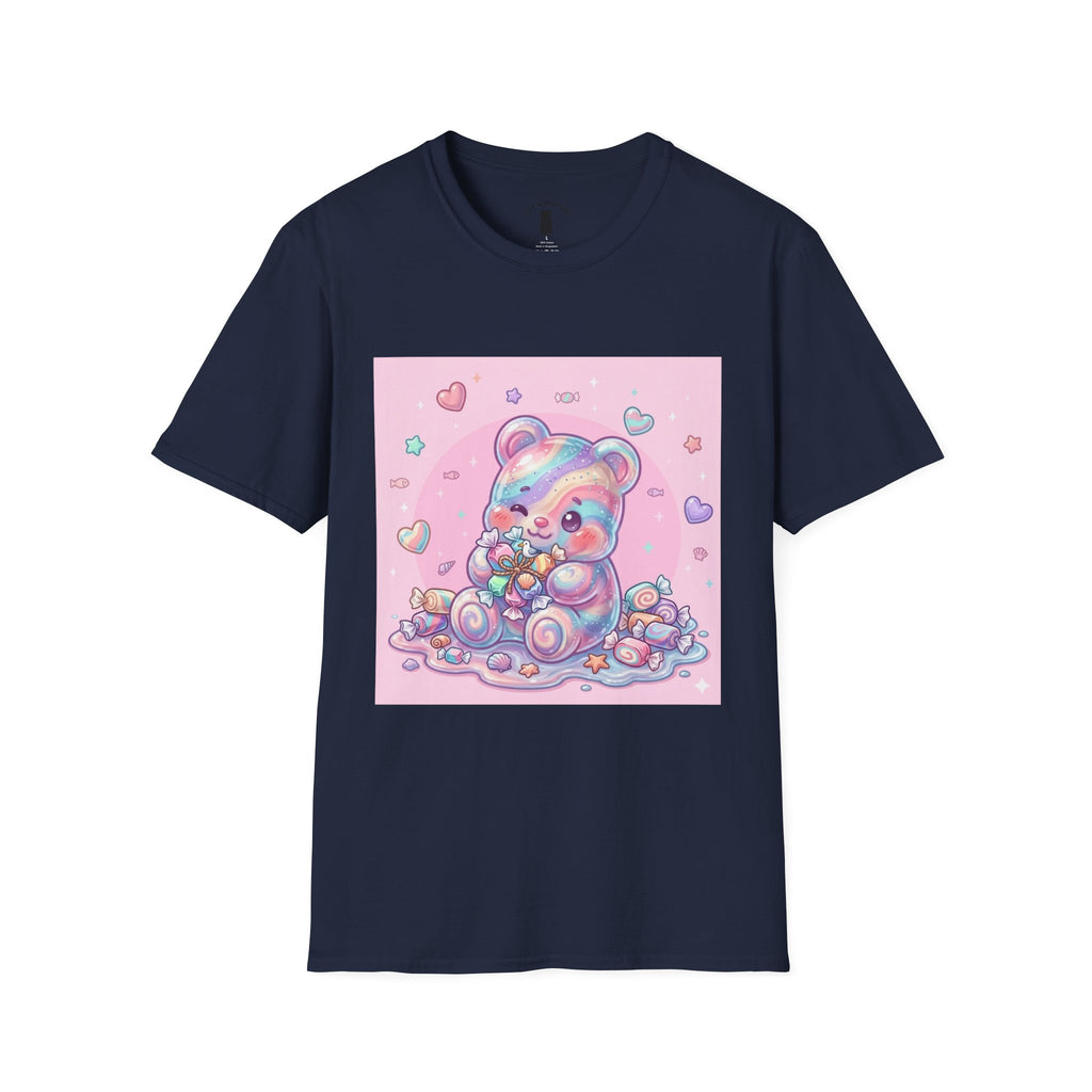 Cute Pastel Candy Bear T-Shirt — Rainbow Kawaii Heart Graphic