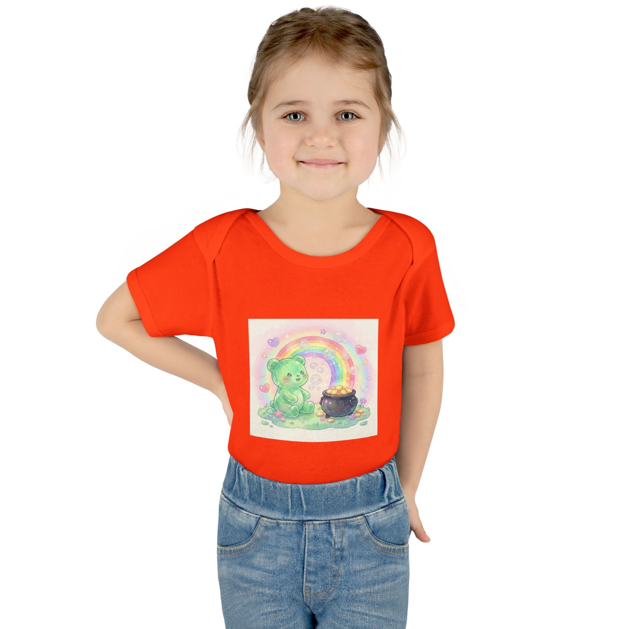 Rainbow Gooey Gummy Bear Found Inner Treasure – Cute St. Patrick’s Day Luck Baby Onesie