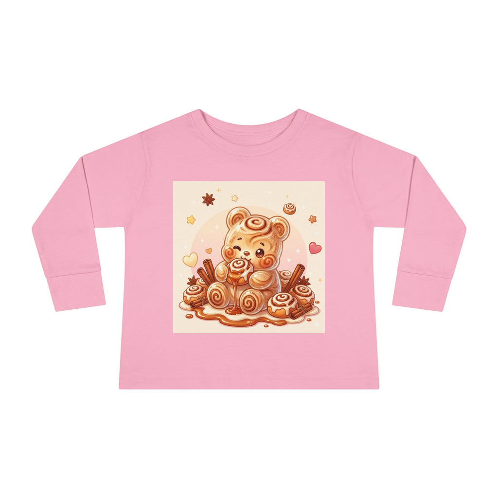 Cinnamon Roll Baked Goods, Sweet Oozy Bear Gummy Friend- Kids Graphic Long Sleeve Shirt