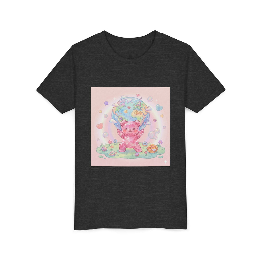 World Atlas, Weight of the Gummy World Pink Gooey Bear- Pastel Graphic Youth T-Shirt