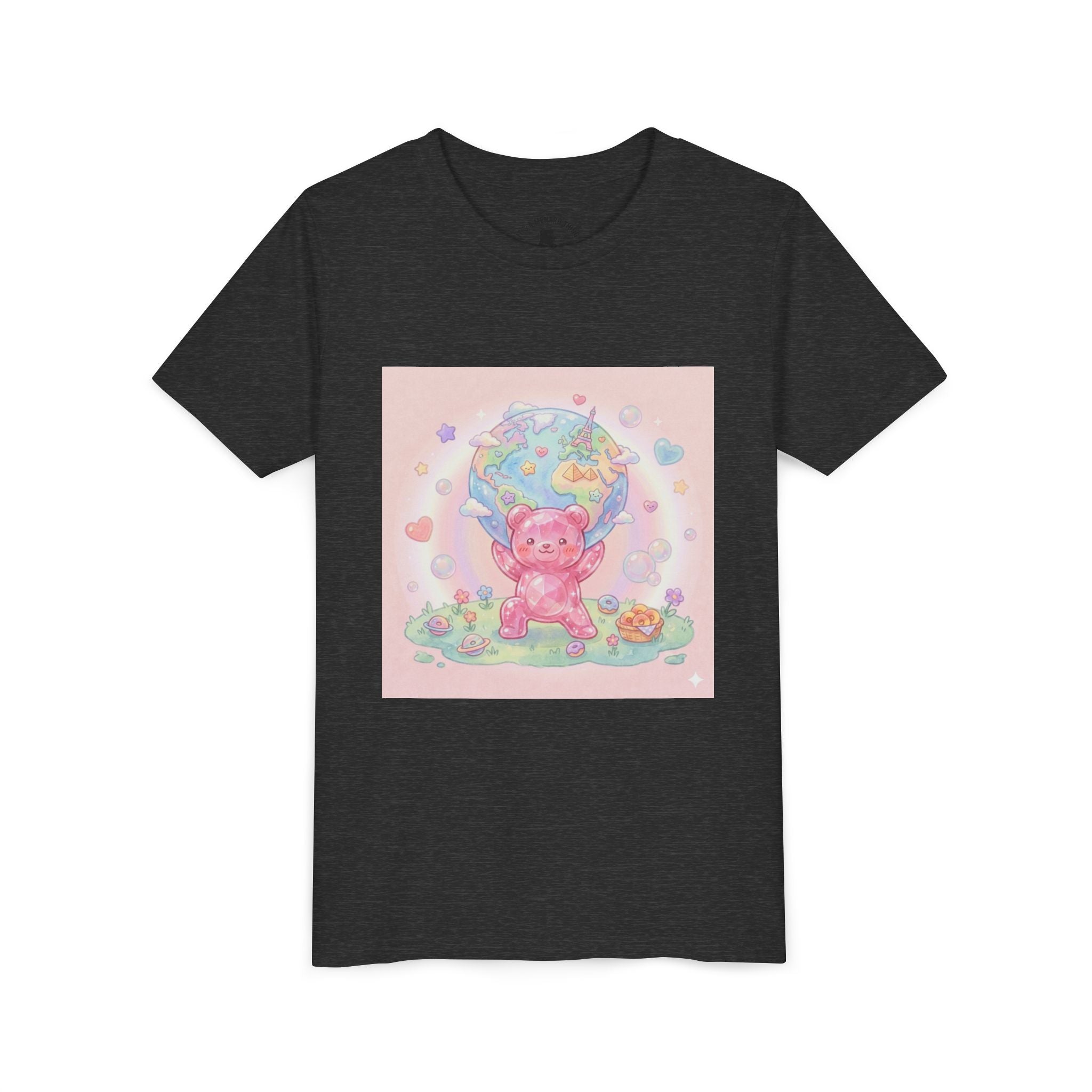 World Atlas, Weight of the Gummy World Pink Gooey Bear- Pastel Graphic Youth T-Shirt