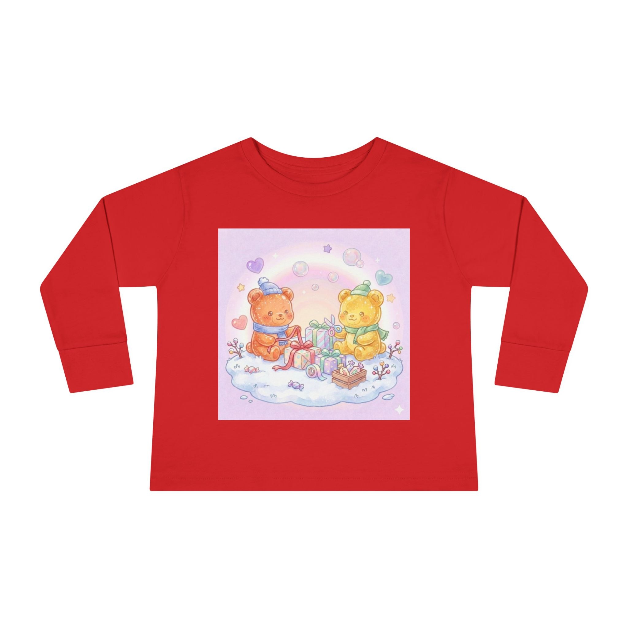 Holiday Gift Giving, Oozy Bear Friends In Snow- Graphic Long Sleeve Shirt