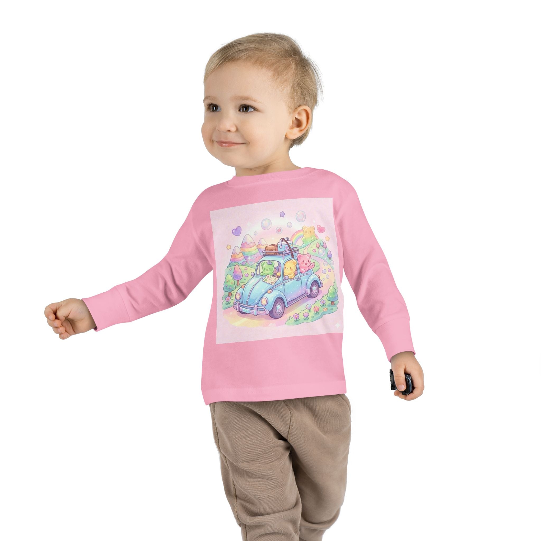 Pastel Car Ride Trip, Oozy Bear Group Friends- Graphic Long Sleeve Shirt