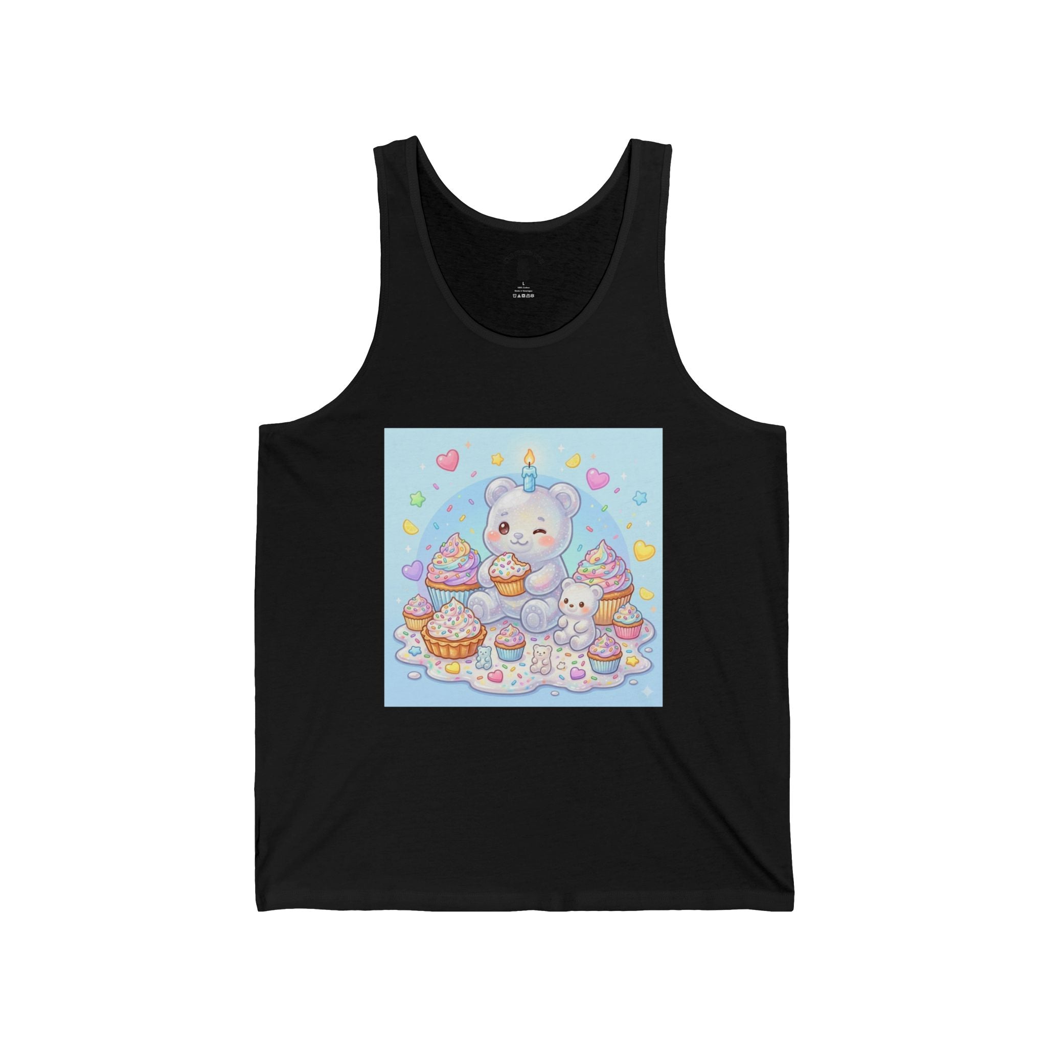 Cupcake Party Surprise, White Gooey Gummy Bear-Kawaii Graphic Tank Top