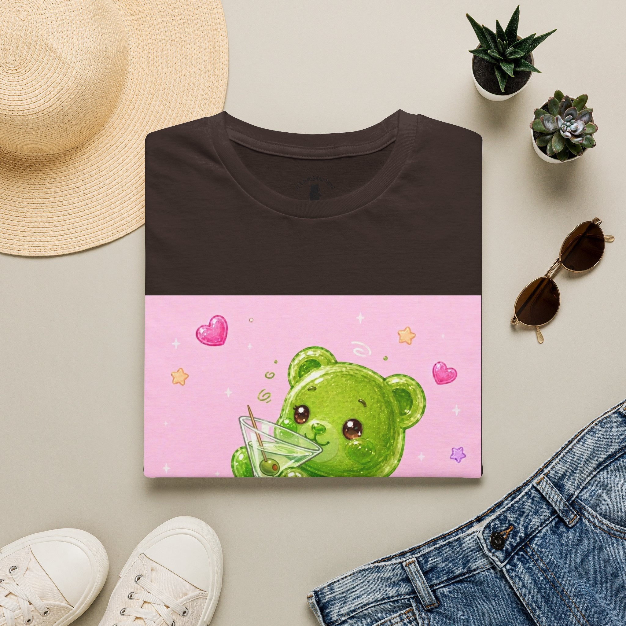 Yummy Martini, Green Oozy Boozy Gummy Drinking Pal- Kawaii Graphic Shirt