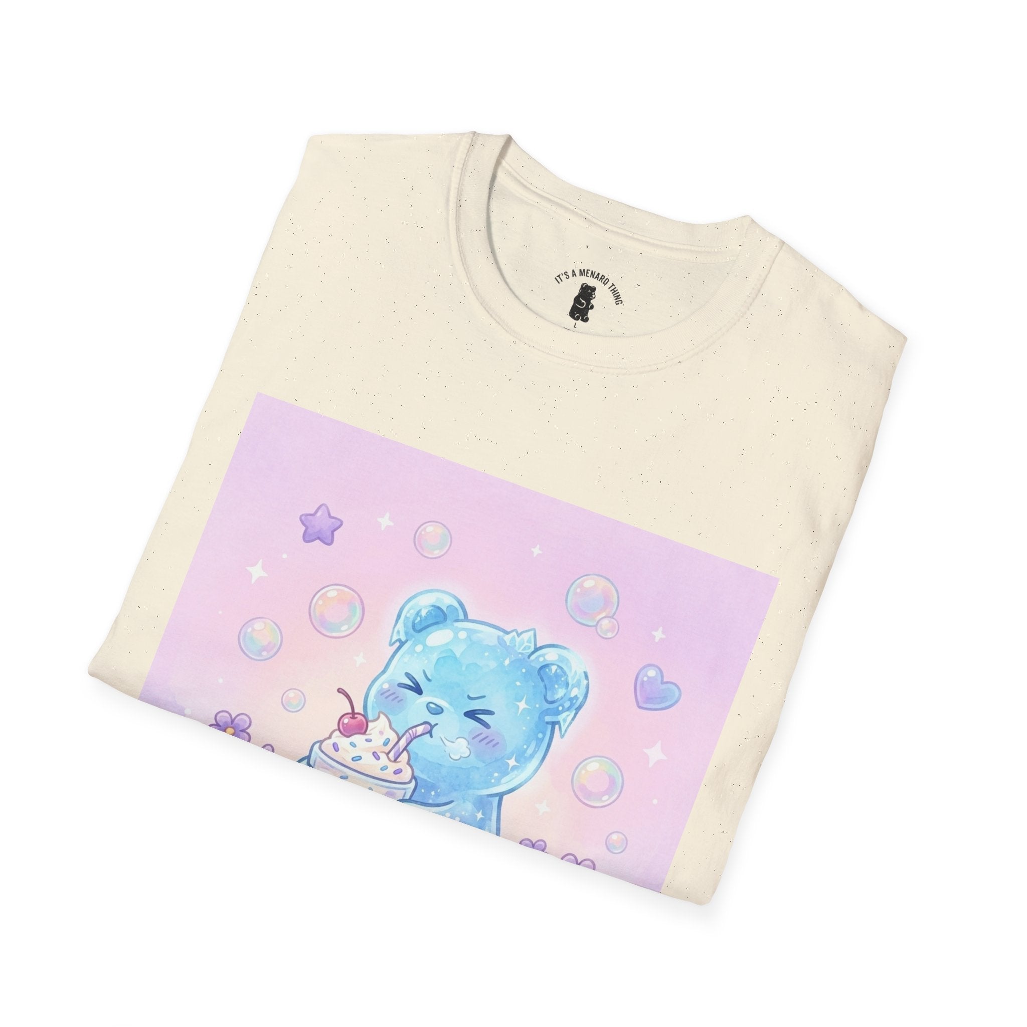 Cute Blue Iced Milkshake, Gooey Gummy Bear — Pastel Kawaii Graphic Tee