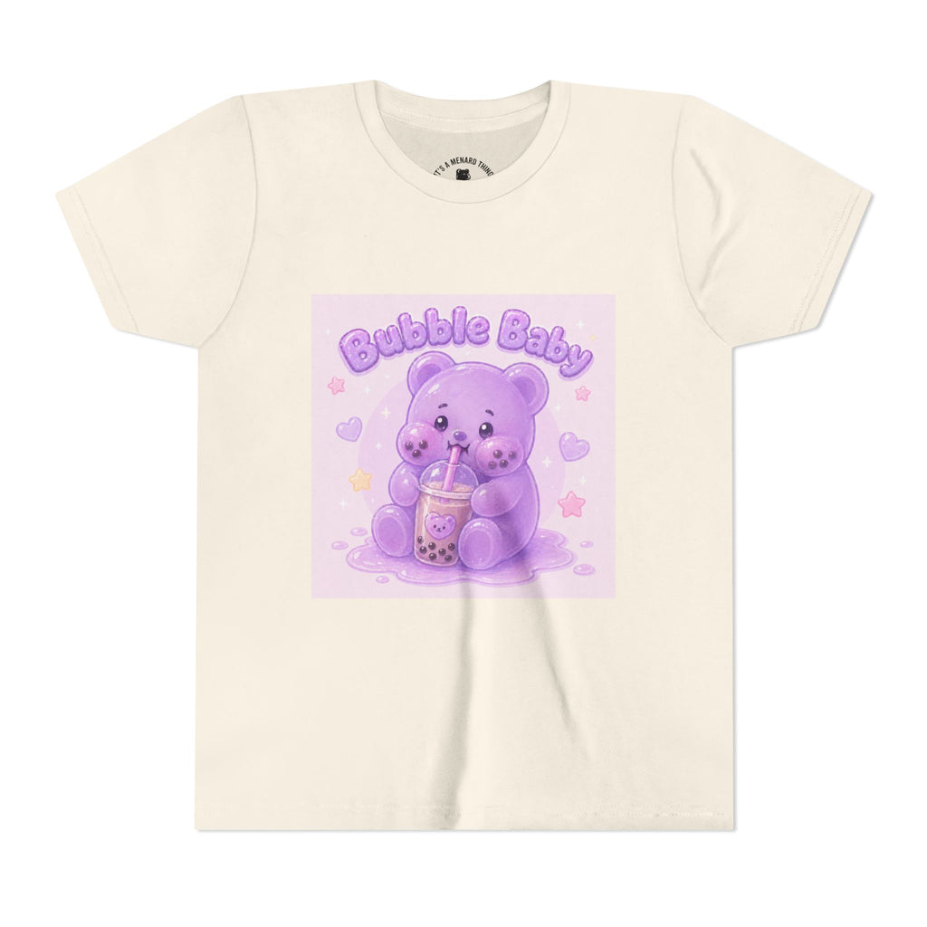 Purple Boba Tea Gooey Gummy Bear with Boba Milk Tea Kids Shirt