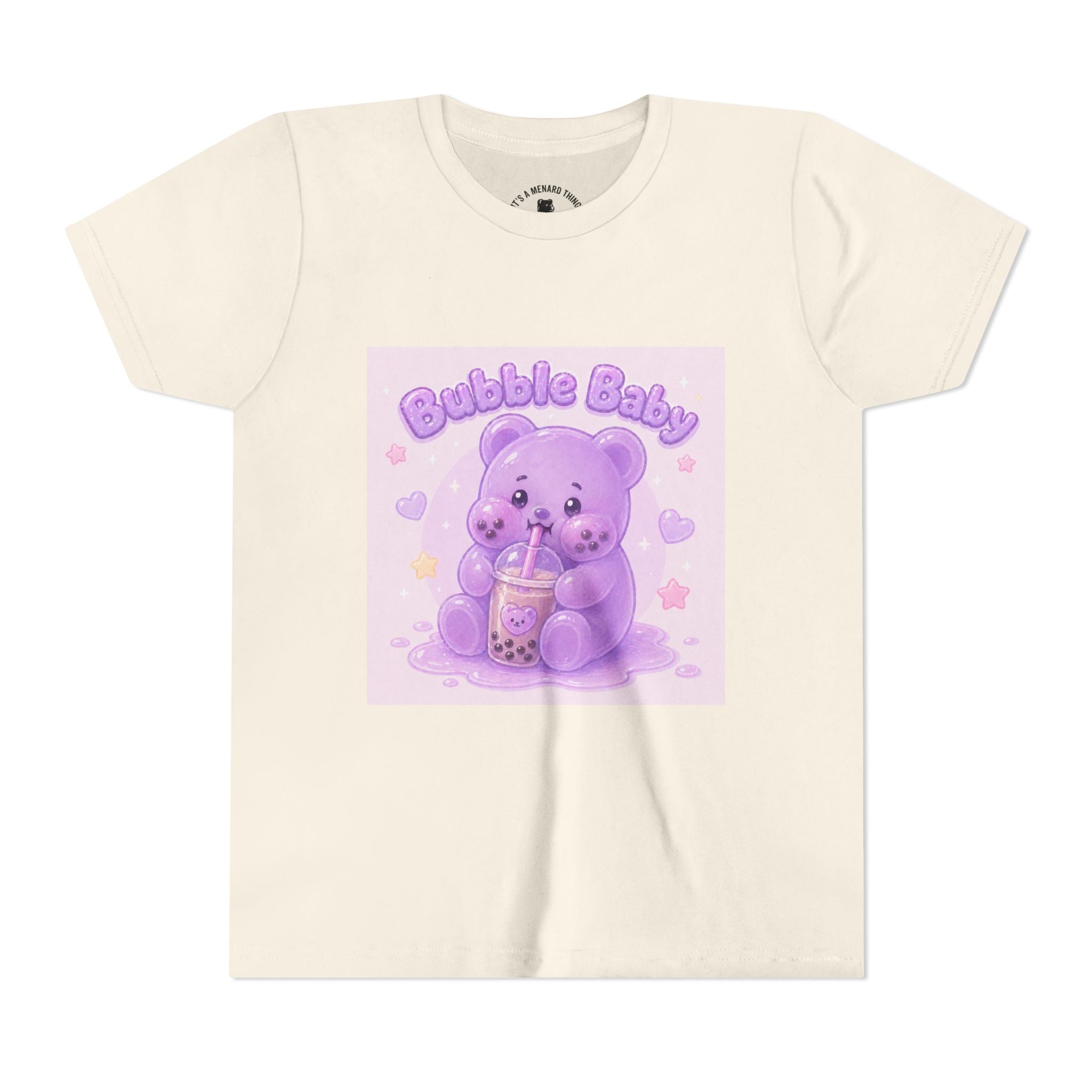 Purple Boba Tea Gooey Gummy Bear with Boba Milk Tea Kids Shirt