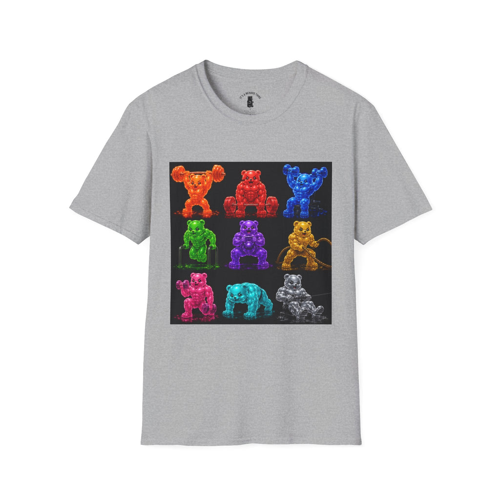 Gummy Grid of Oozy Buff Bears Workout- Adult Graphic Shirt