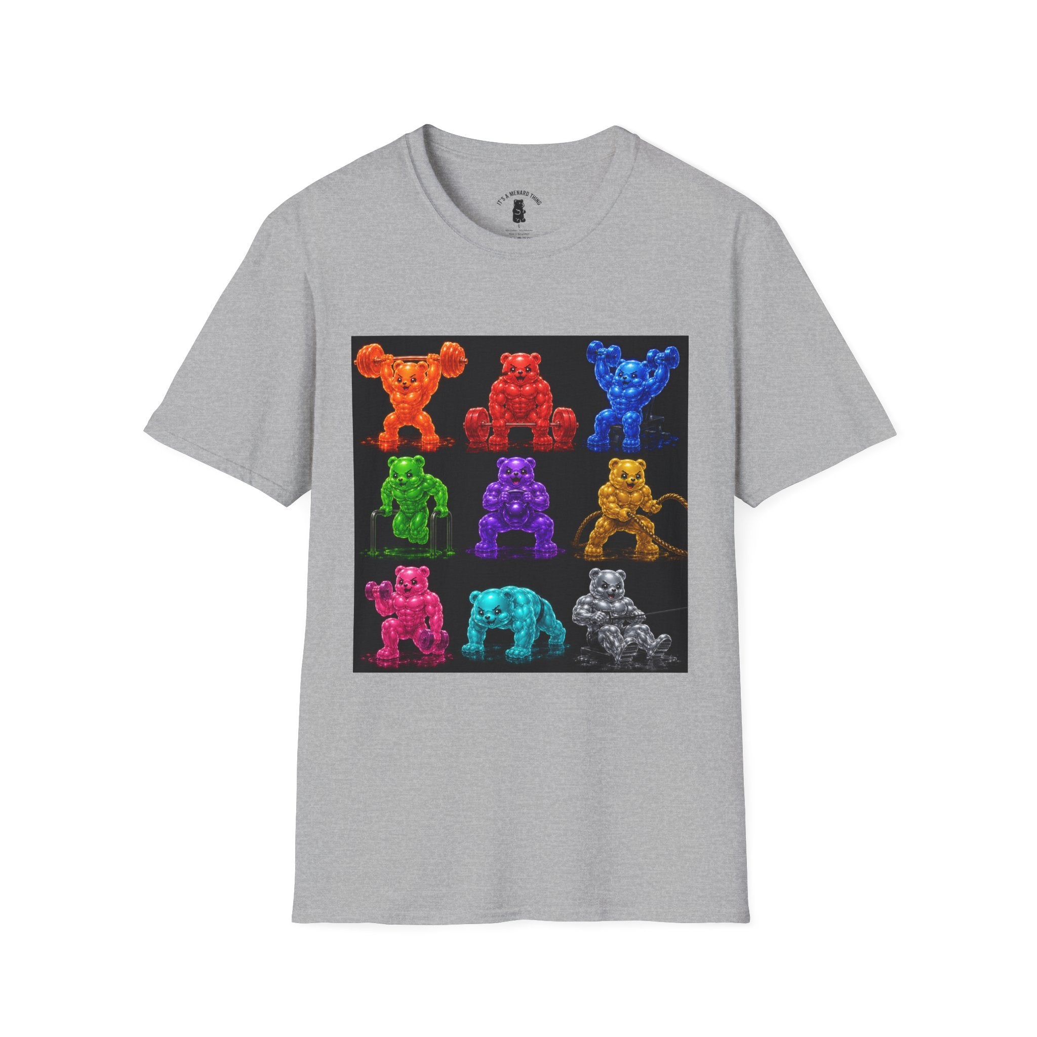 Gummy Grid of Oozy Buff Bears Workout- Adult Graphic Shirt